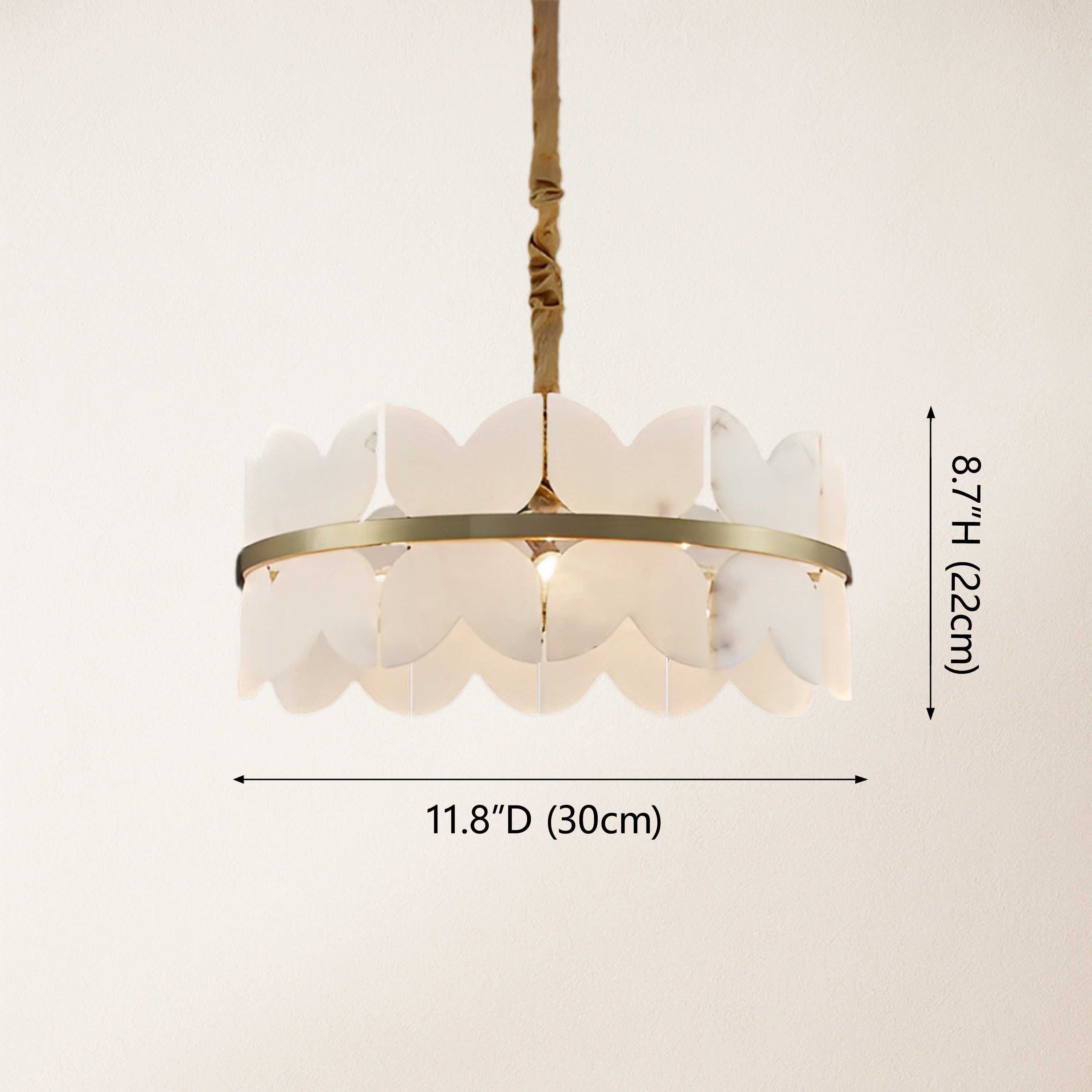 Cloudscape Alabaster Brass 1-Layer Chandelier 12"D