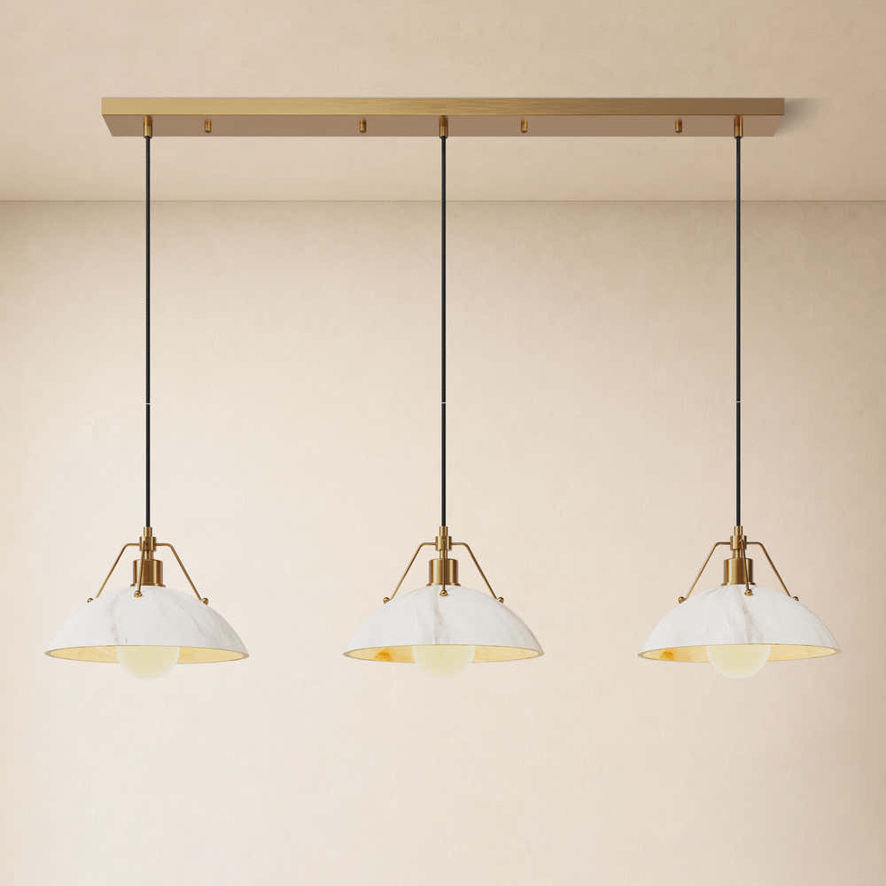 Aurevyn Resin Resin Alabaster Texture Multi-Light Linear Pendant