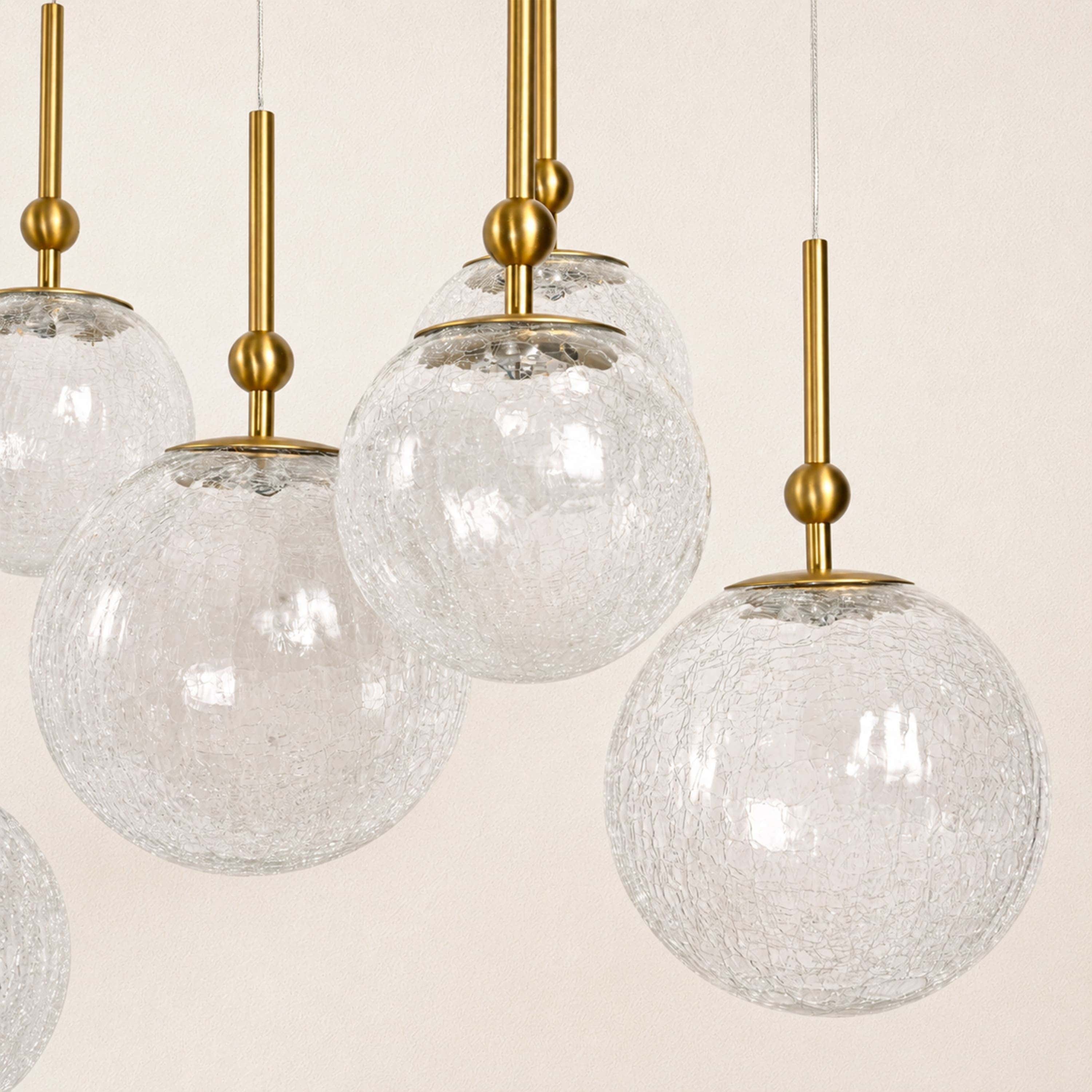 Elowen Crackled Glass Cluster Rectangular Chandelier