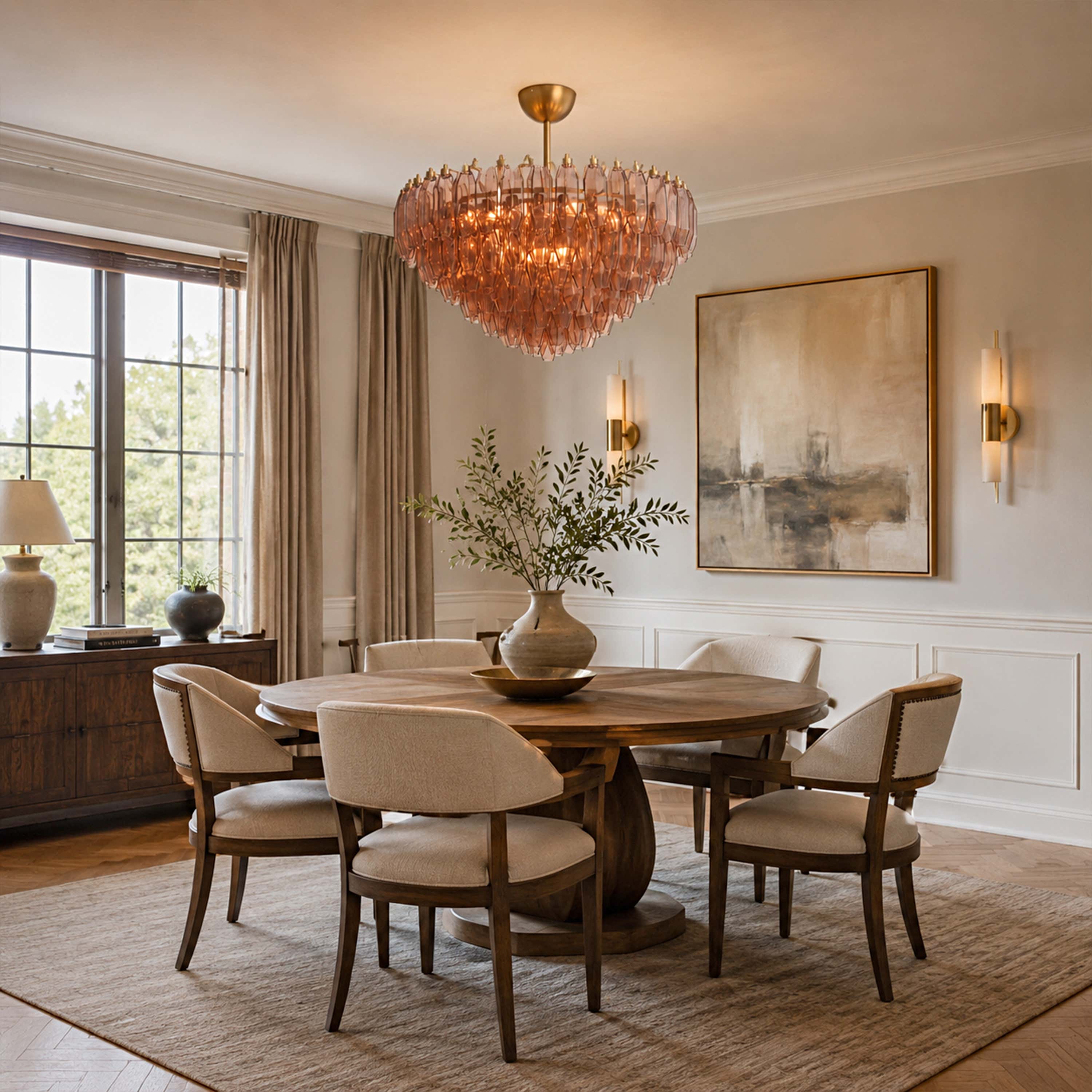 Aurembra Amber Glass Round Chandelier 35.4"D