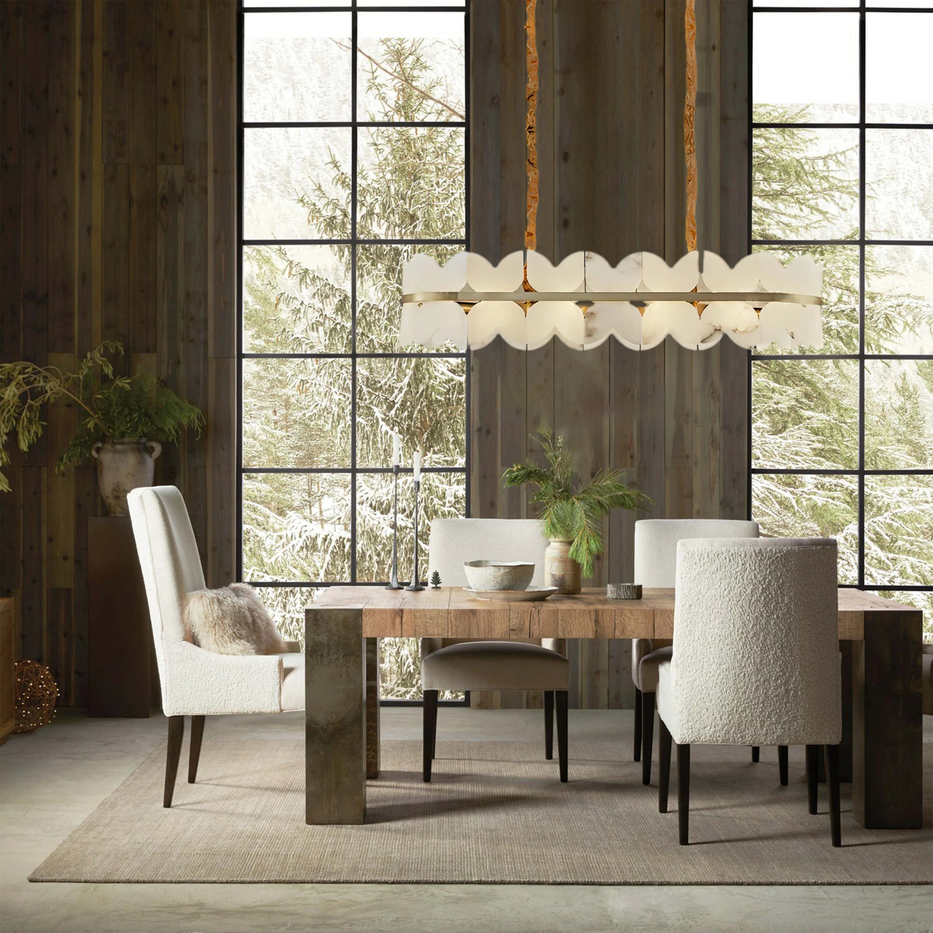 Cloudscape Alabaster Single-Tier Brass Chandelier 39″W