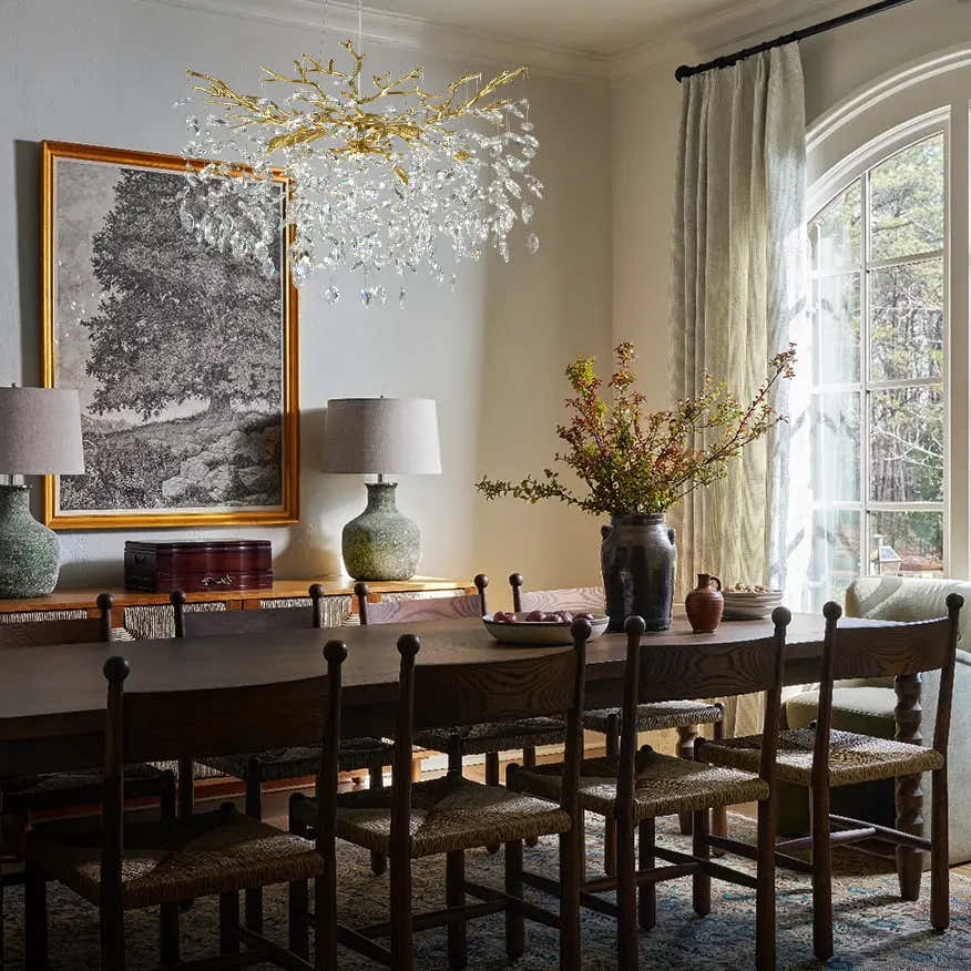 Frostleaf Crystal Cascade Branch Round Chandelier 30"D