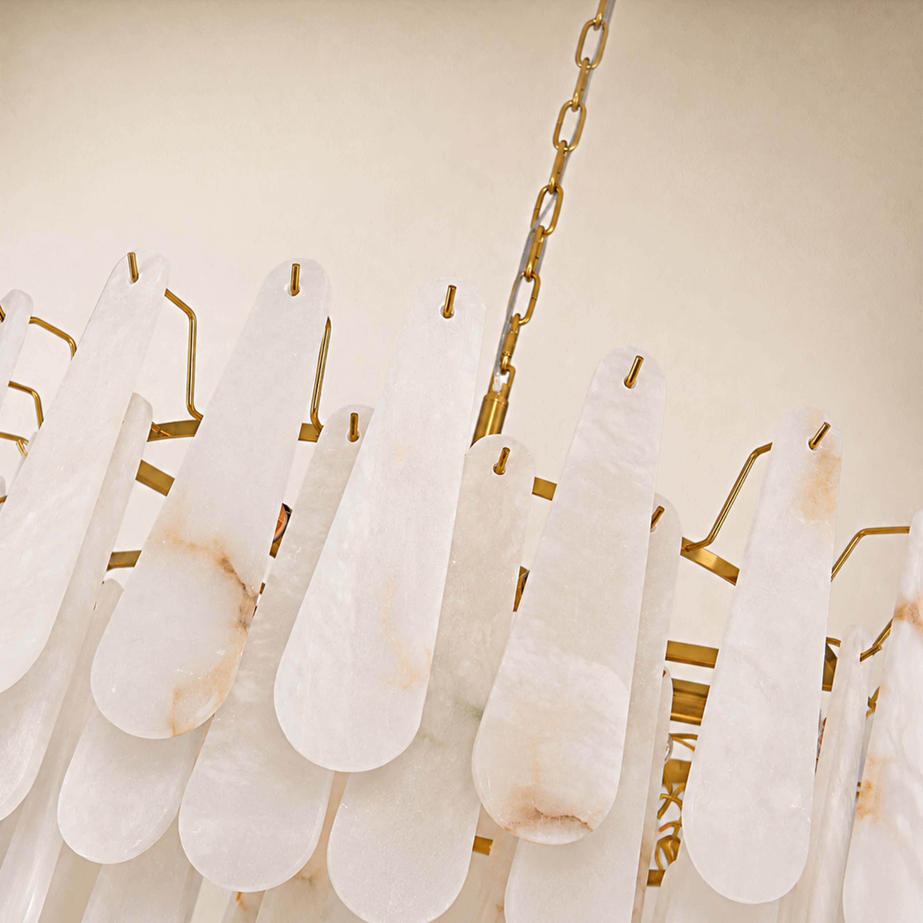Caldera Alabaster Custom Round Chandelier 48"D 58"D#Finish_Gold