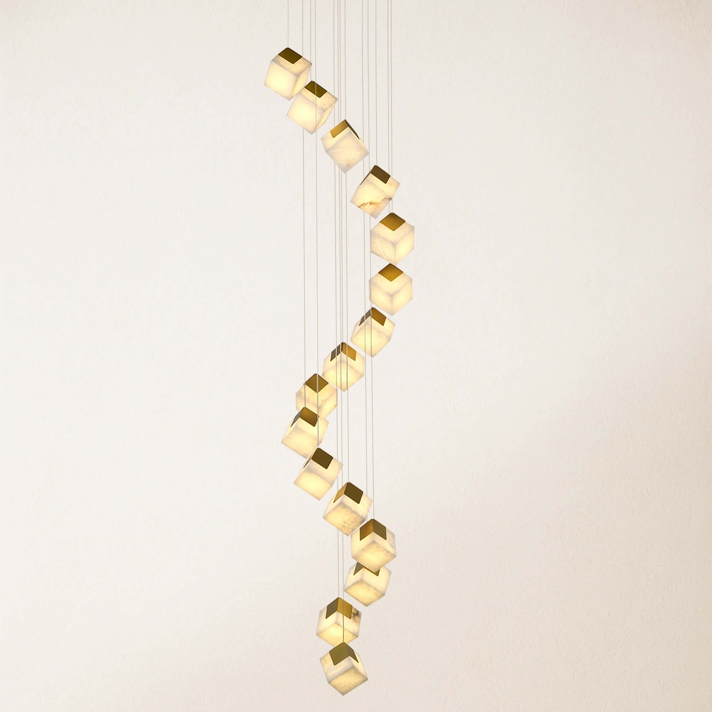 Dave Alabaster High Ceiling Staircase Chandelier 20"D#Finish_Gold