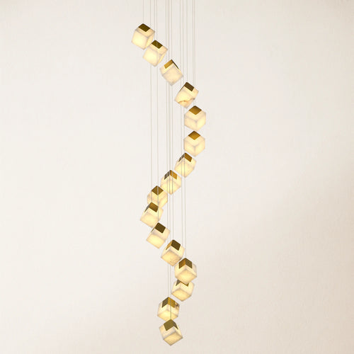 Dave Alabaster High Ceiling Staircase Chandelier 20"D