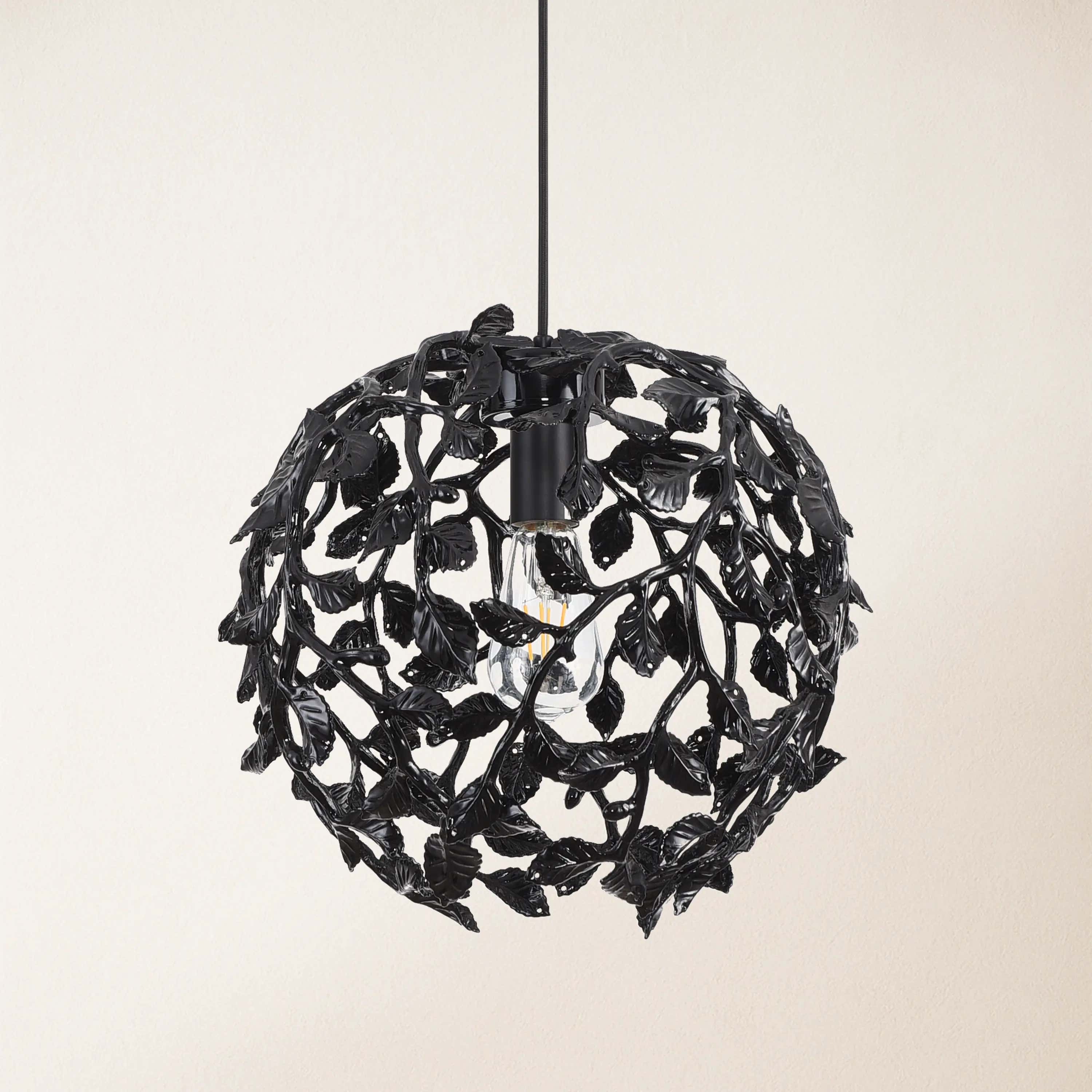 Elara Black Spherical Cage Chandelier 14"D