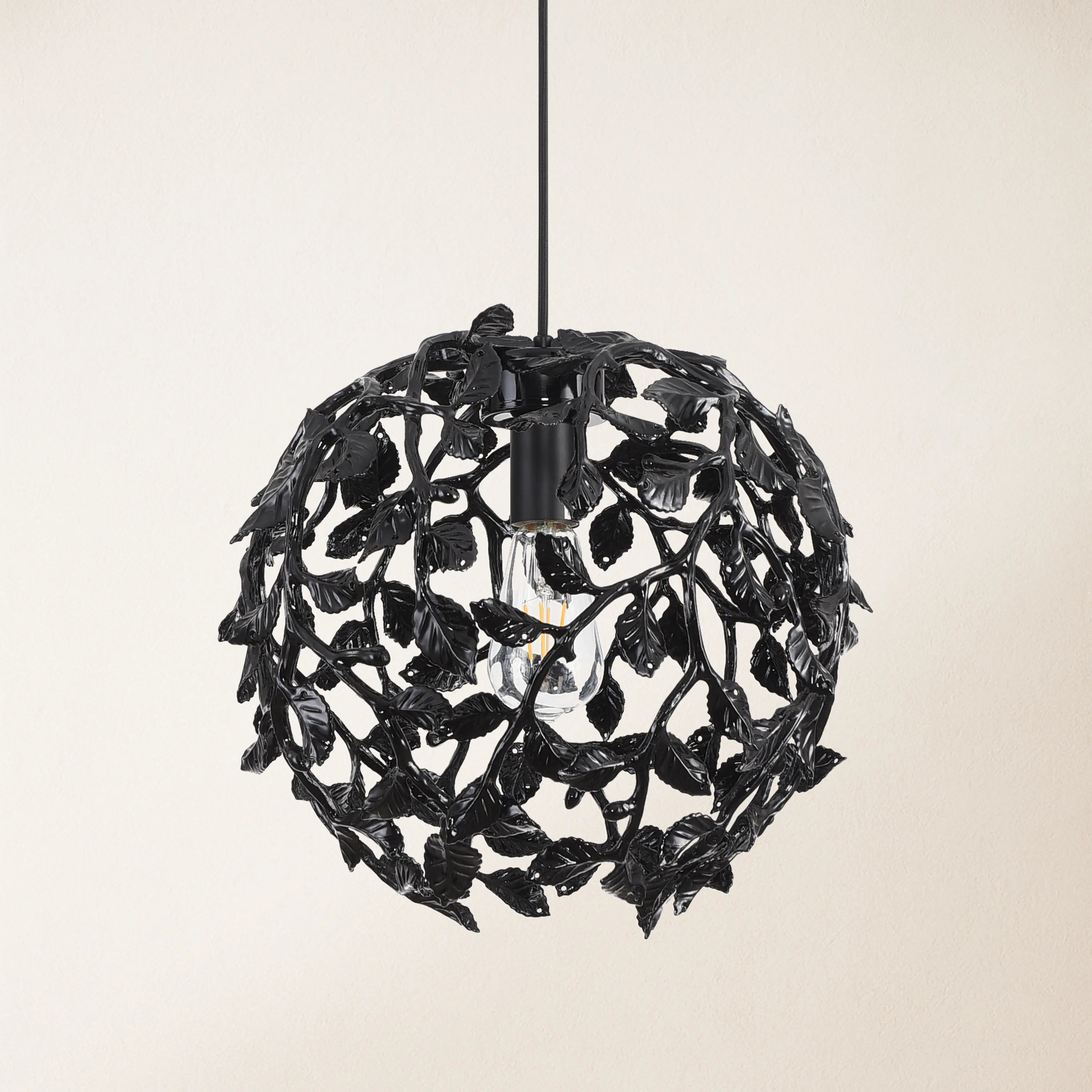 Elara Black Spherical Cage Chandelier 14"D