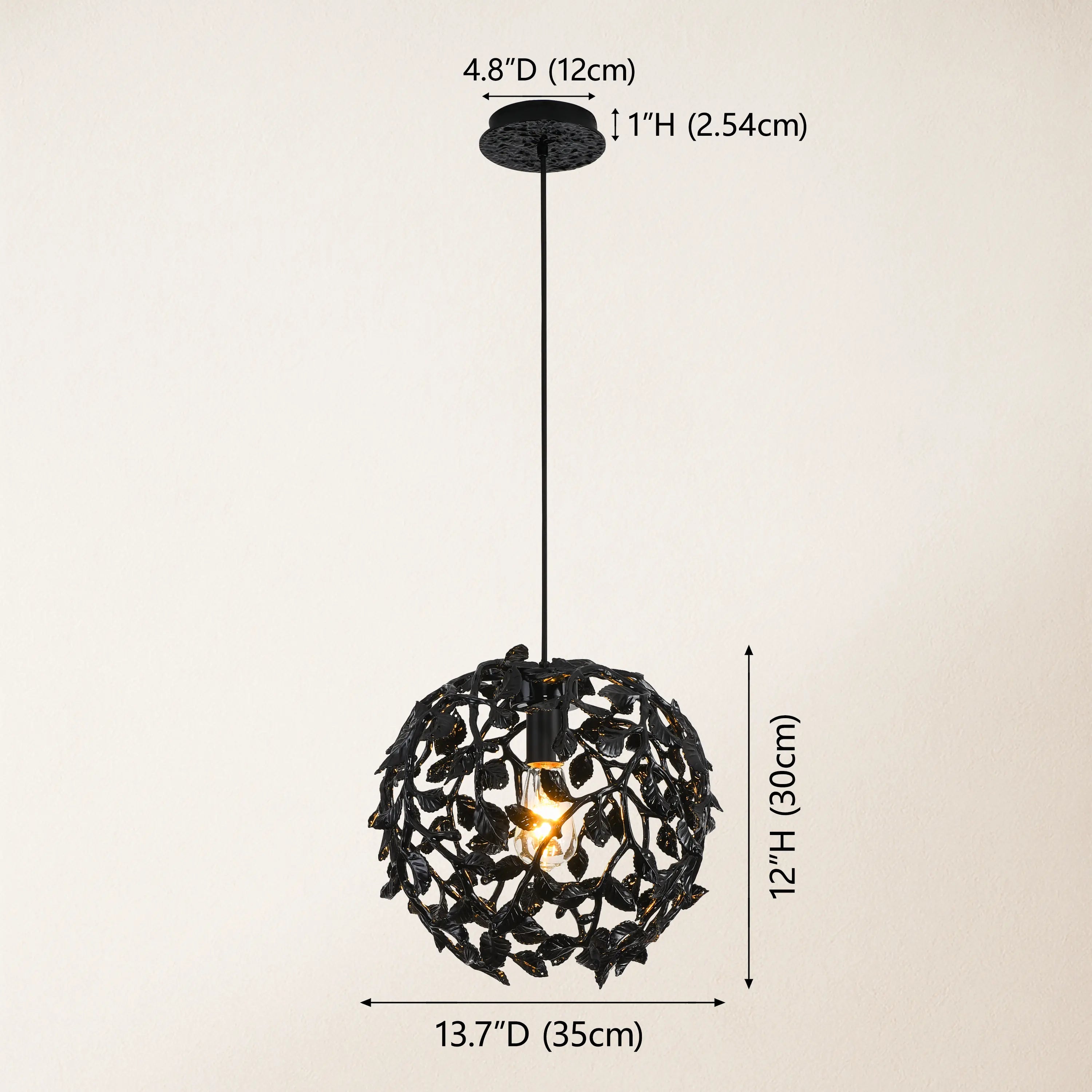 Elara Black Spherical Cage Chandelier 14"D