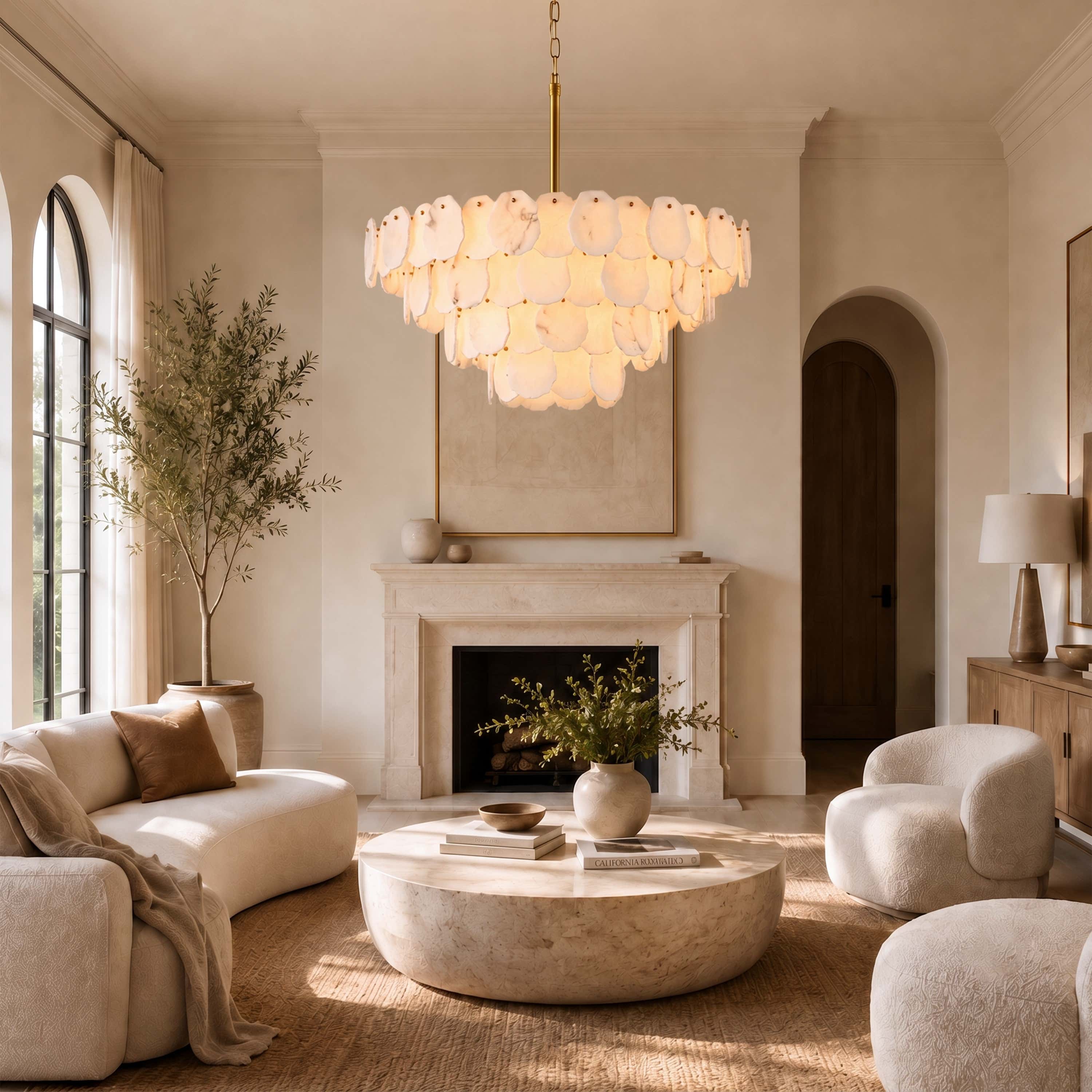 Moira Alabaster Multi-Tier Round Chandelier 48"D