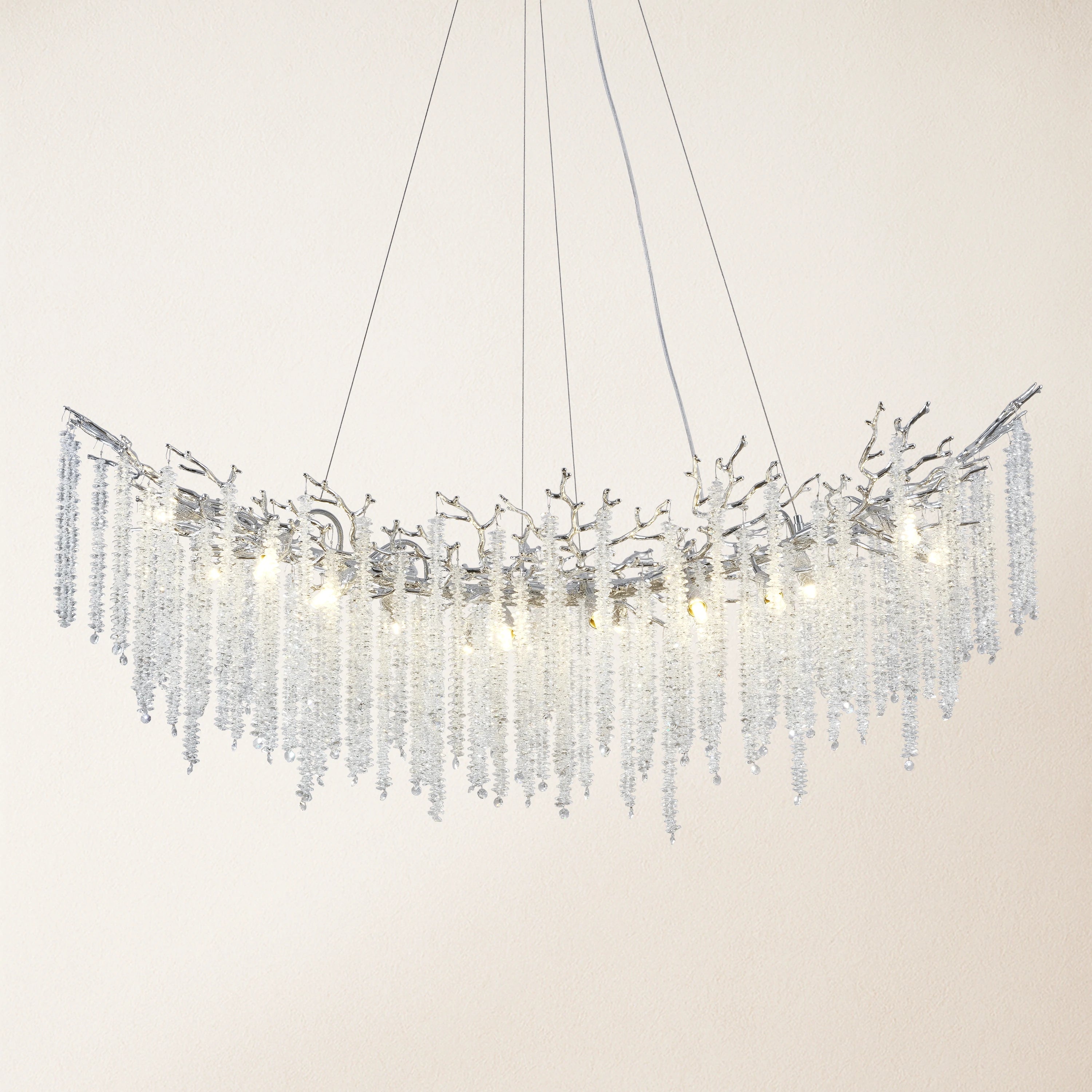 Snow Tree Branches Linear Chandelier 55''L