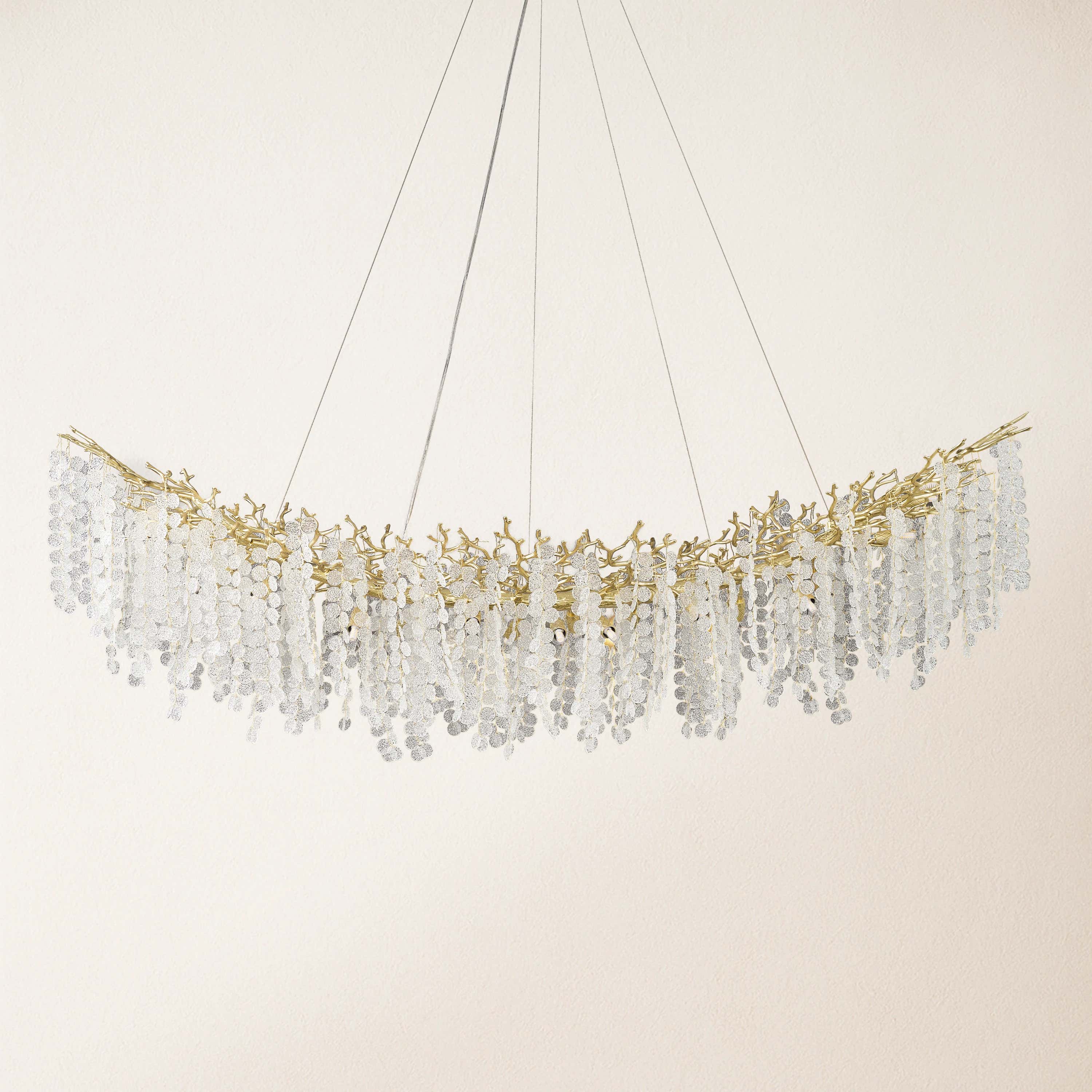 Shiro Noda Crystal Tree Branch Linear Chandelier 72"W