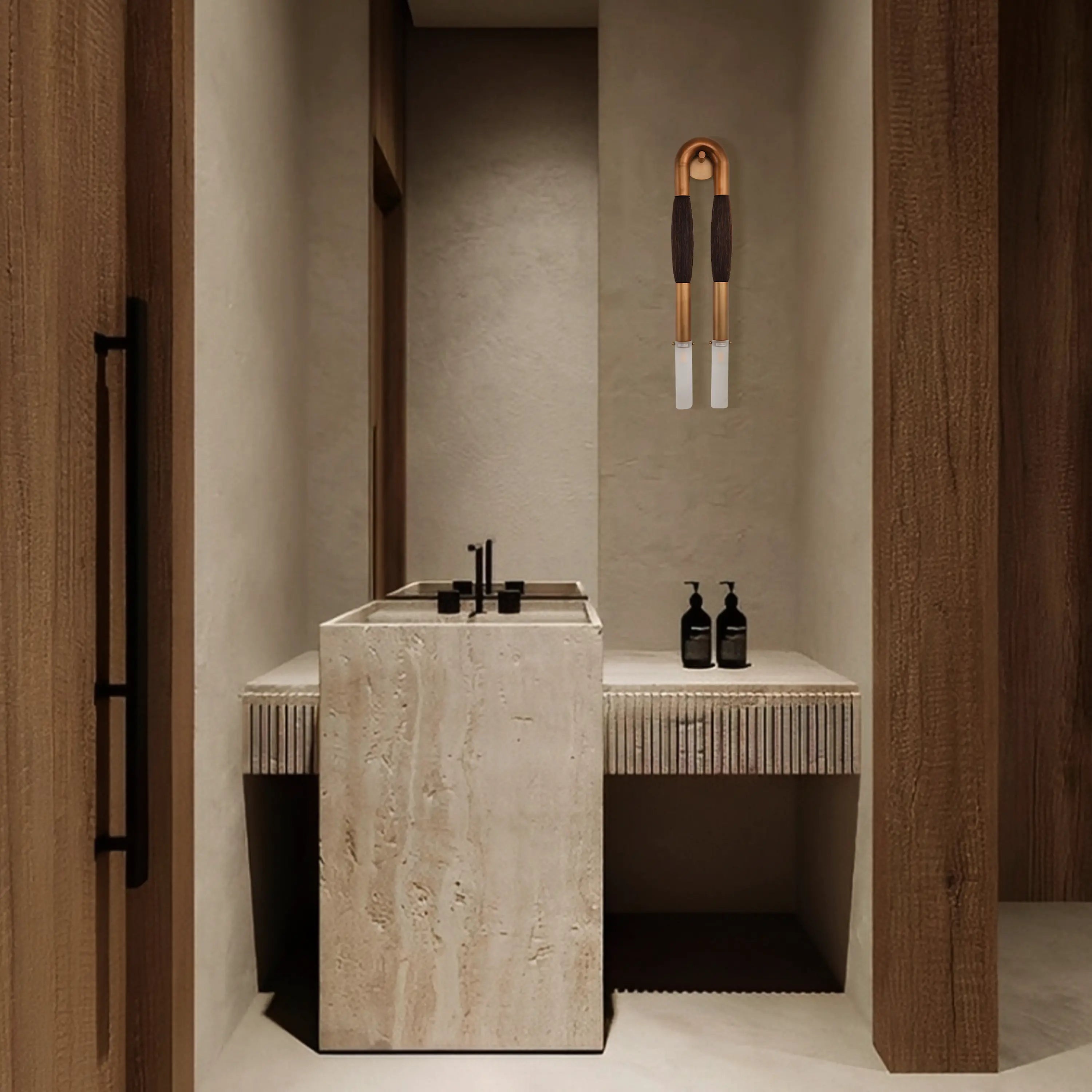 Horsehair Solid Brass Wall Sconce 30''H#Color_Brown