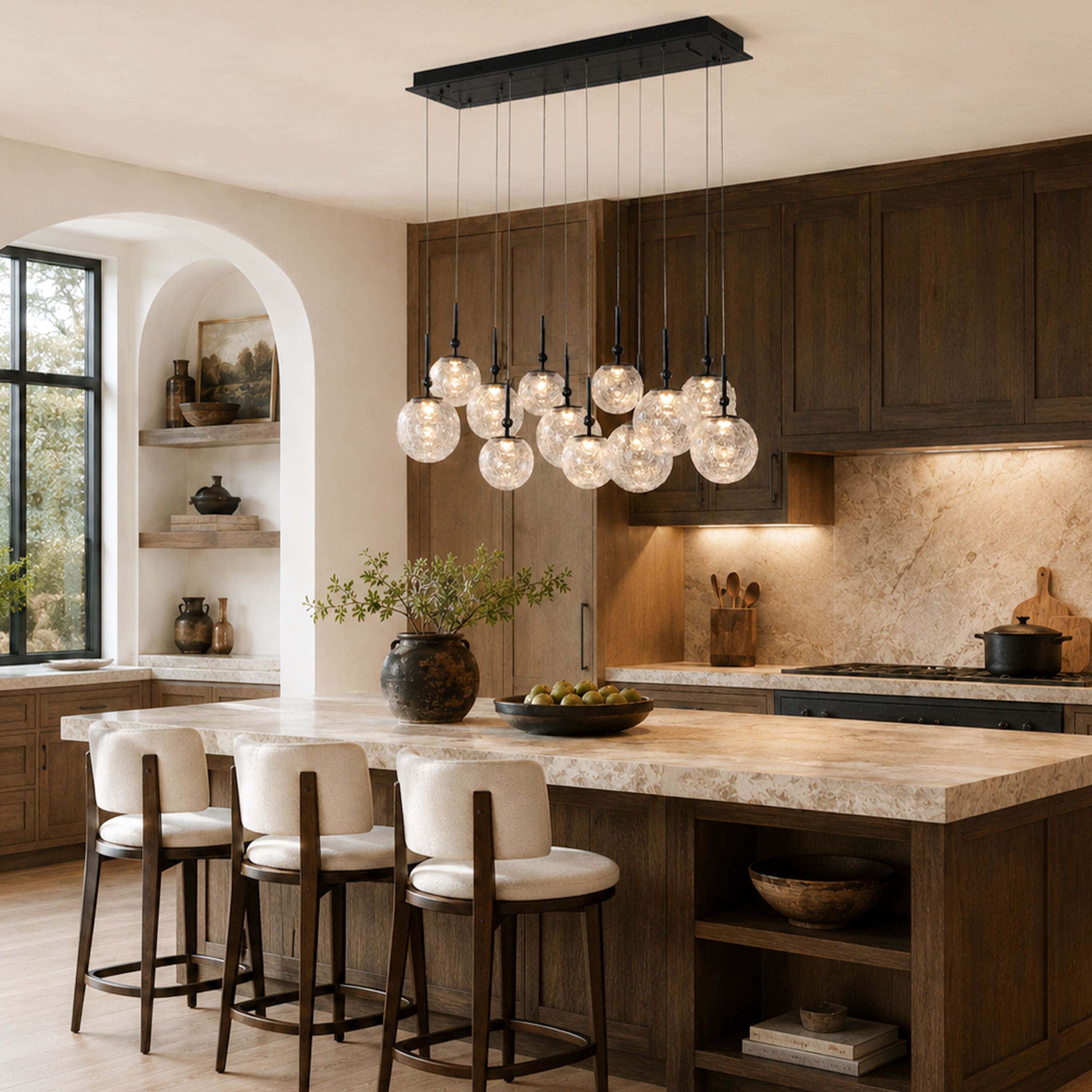 Elowen Crackled Glass Cluster Rectangular Chandelier