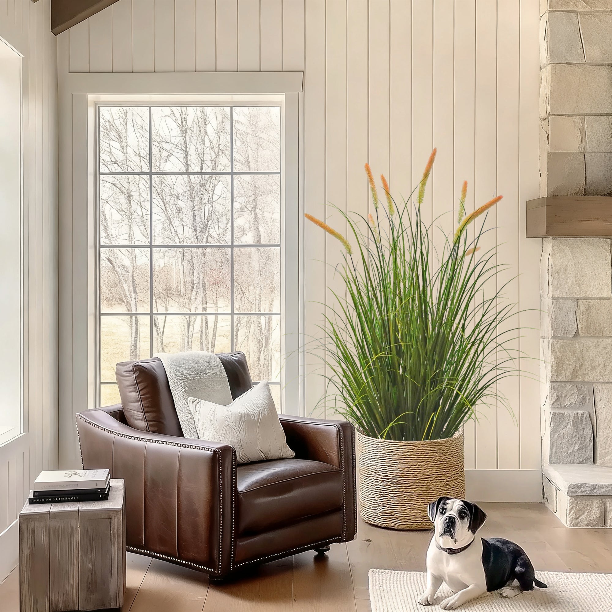 Artificial 8-Head Long Cat Tail with Curved Onion Grass Bonsai 140cm H