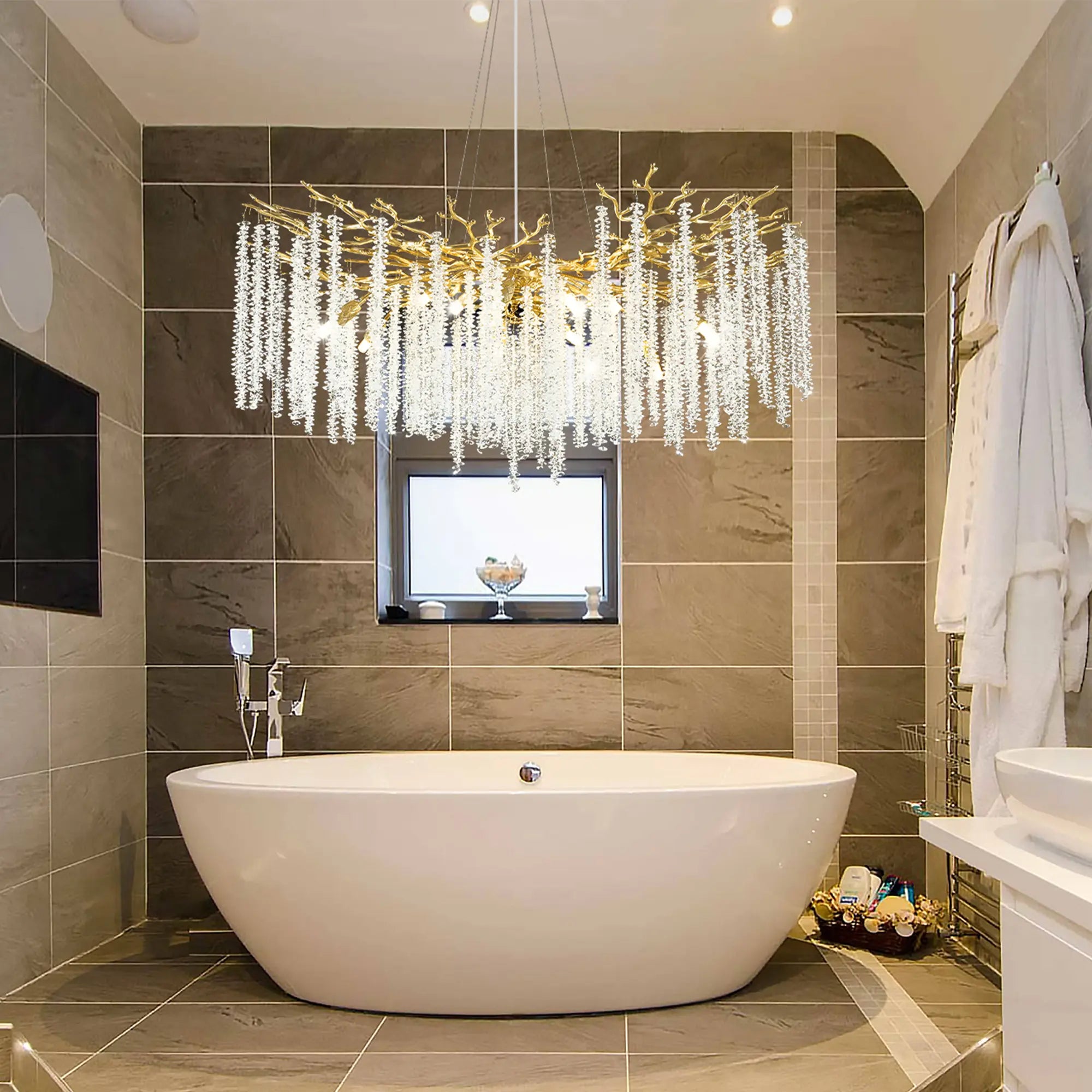 Snow Tree Branch Crystal Chandelier 40"D