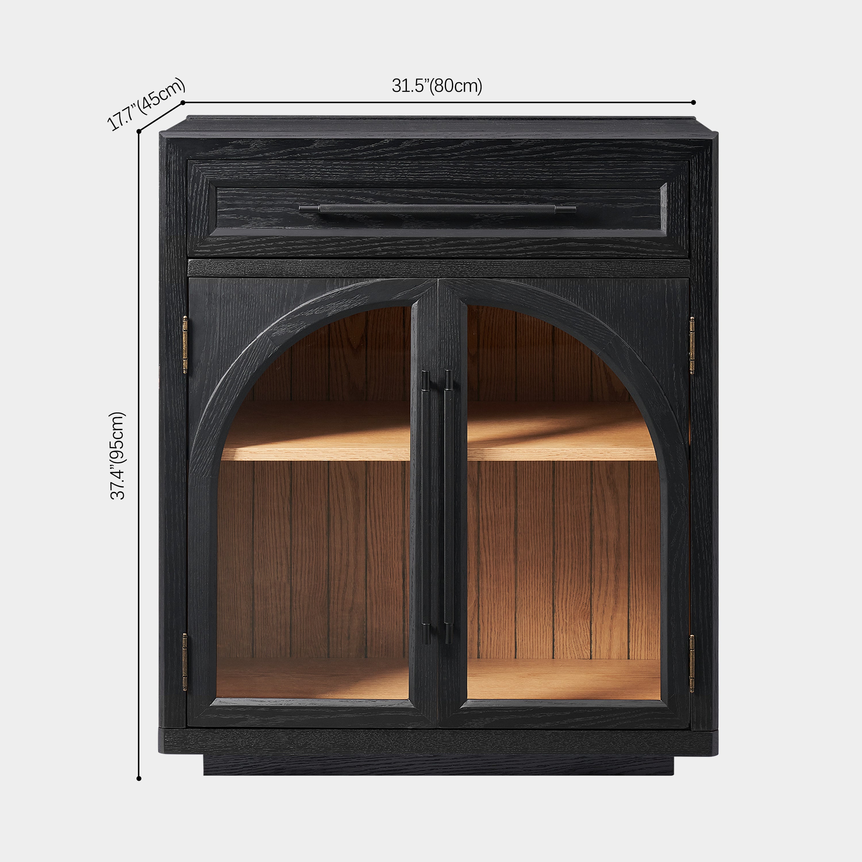 Alvar Arched 94.5" Oak Sideboard with Drawers(Set of 3)