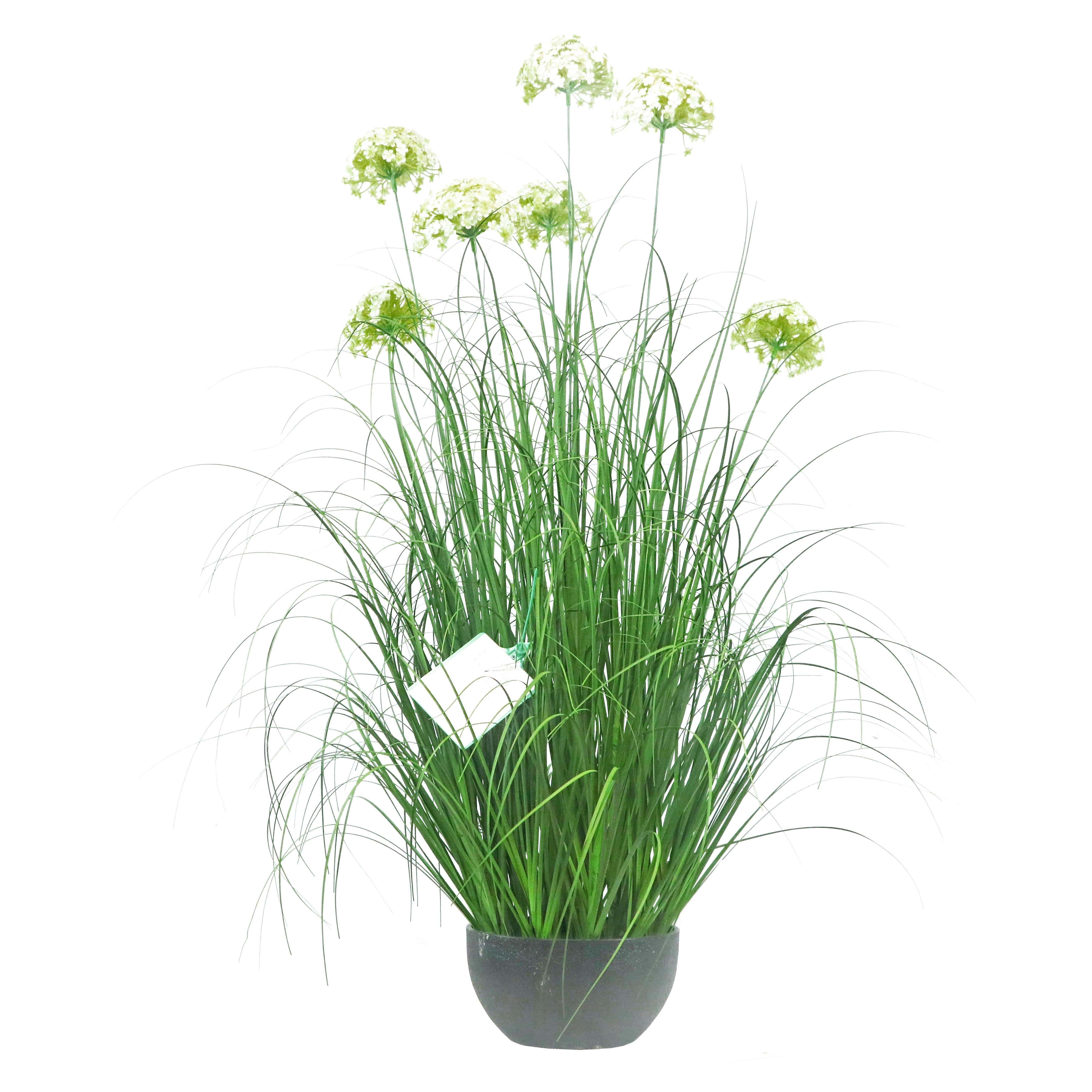 Artificial 7-Head Hydrangea with Curved Onion Grass Bonsai 110cm H