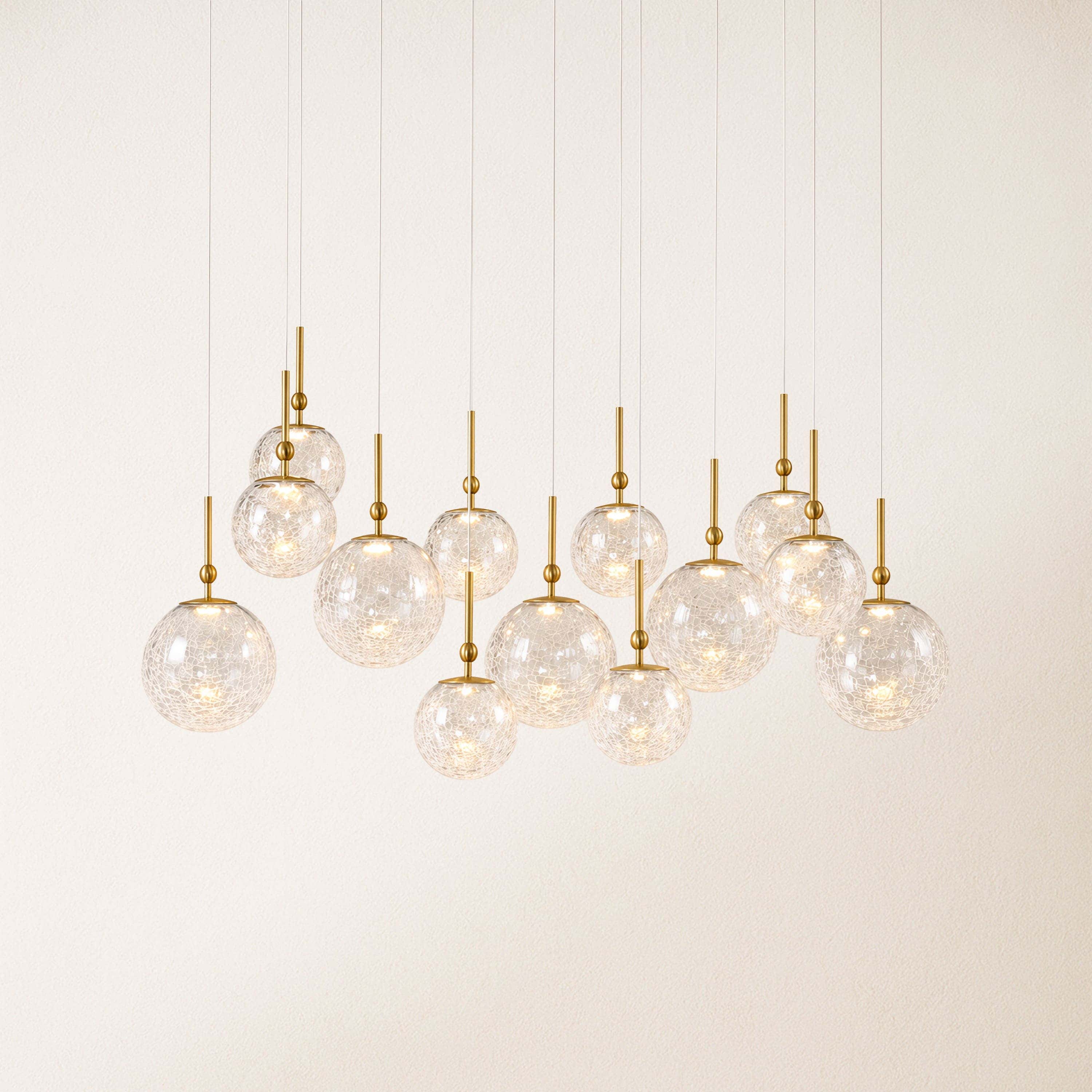 Elowen Crackled Glass Cluster Rectangular Chandelier