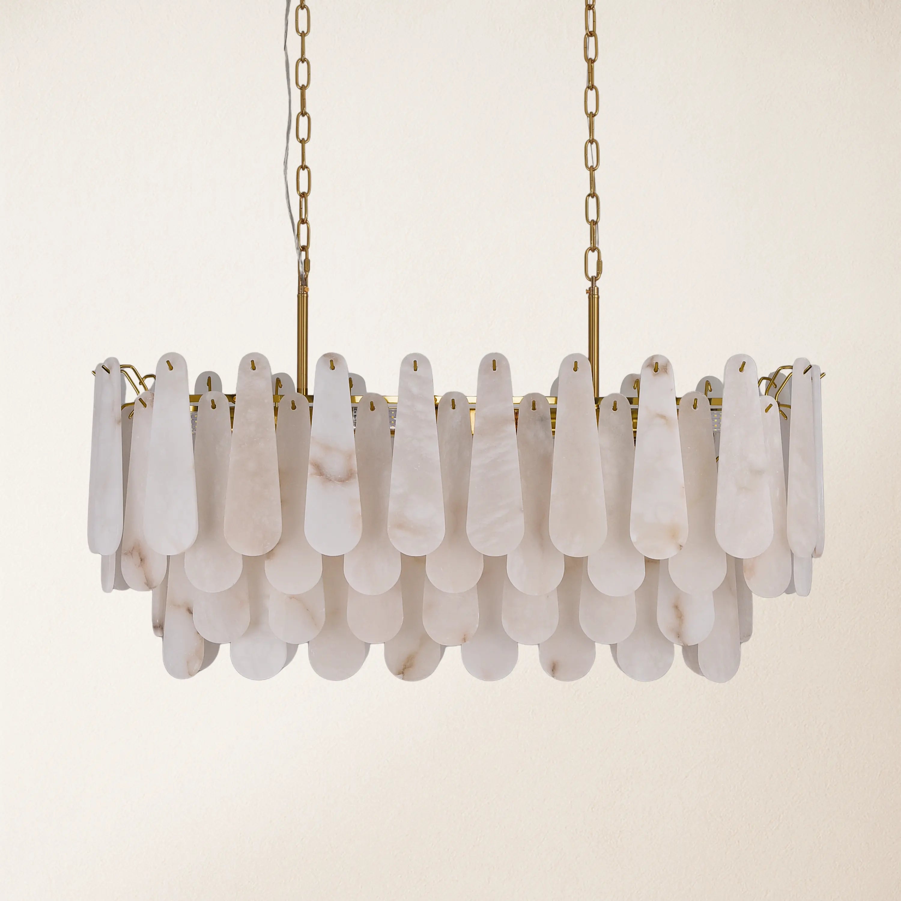 Caldera Alabaster Rectangular Chandelier 40"#Finish_Gold