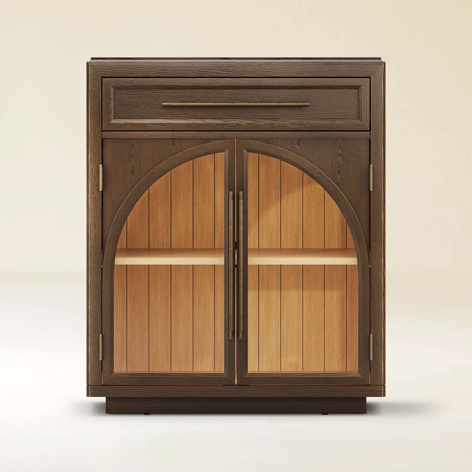 Alvar Arched 62.9" Oak Sideboard with Drawers(Set of 2)