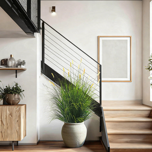 Artificial 28-Head Short Pine Grass with Curved-Straight Onion Grass Bonsai 140cm H