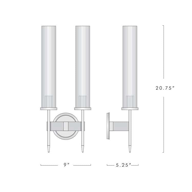 Bellmere 2 Lights Glass Wall Sconce