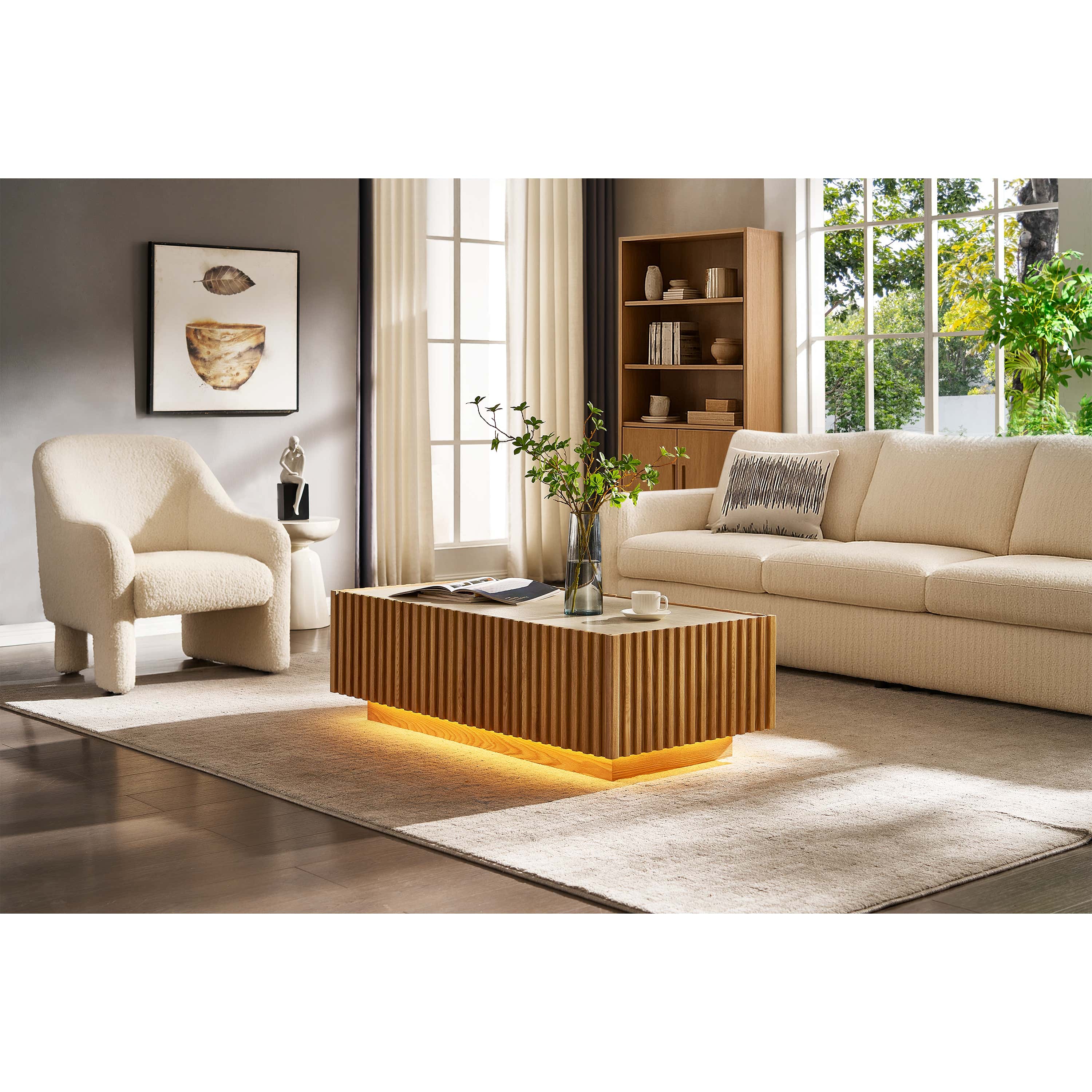 Isla Oak Sintered Stone Rectangle Coffee Table 120cm