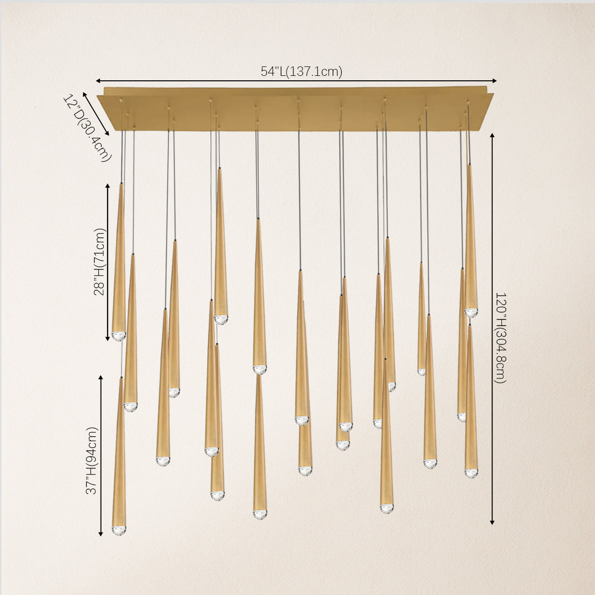 Anthropology Rectangle Crystal Pendant 54"W