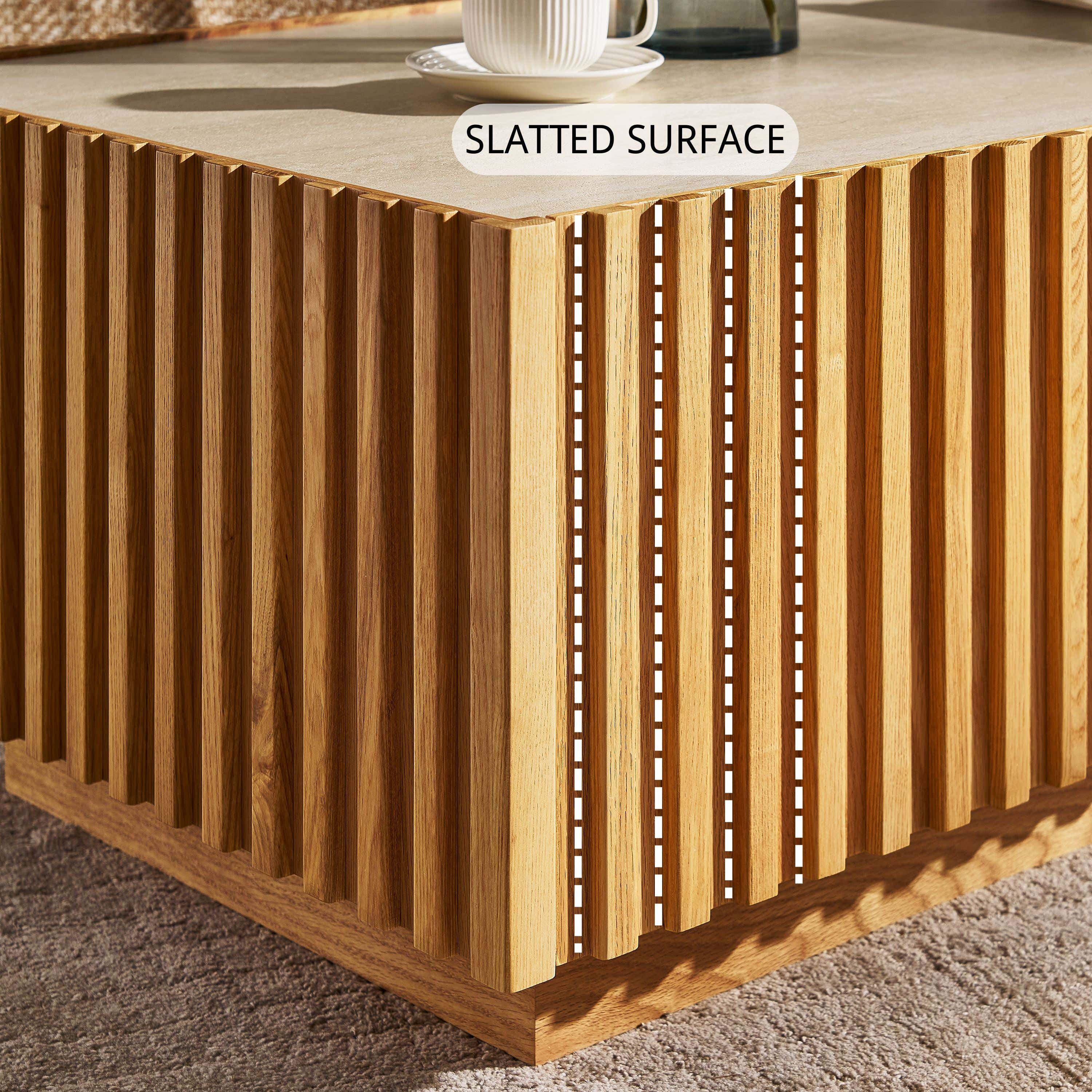 Isla Oak Sintered Stone Rectangle Coffee Table 120cm