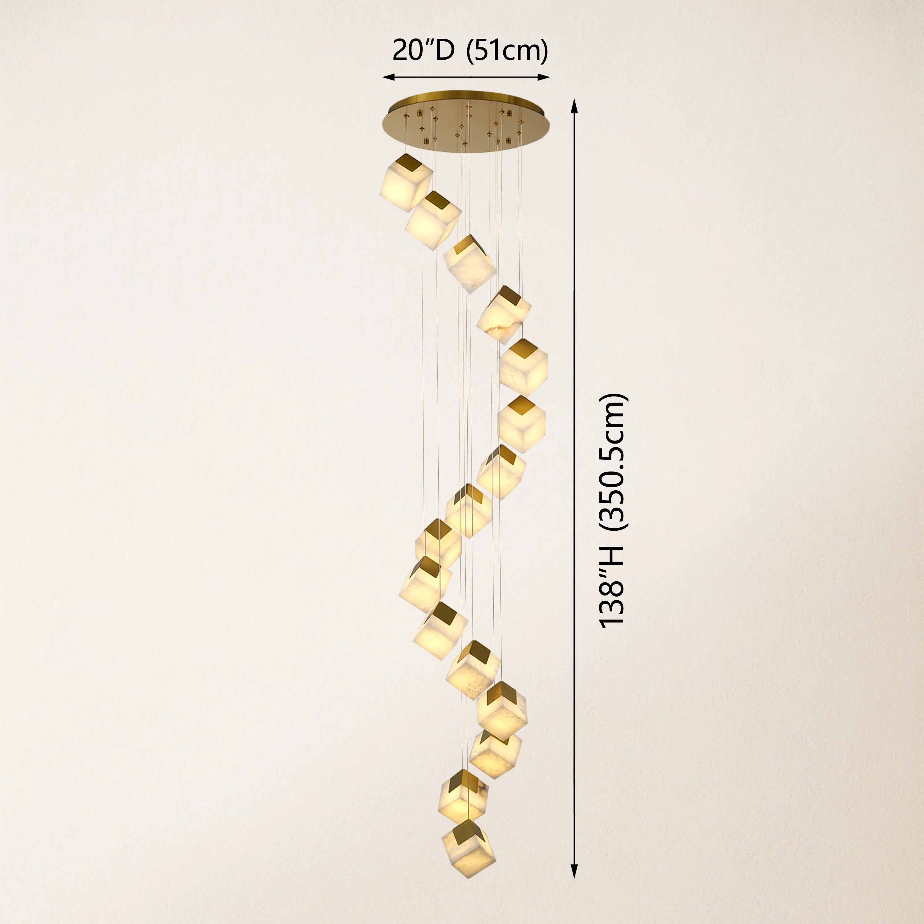 Dave Alabaster High Ceiling Staircase Chandelier 20"D#Finish_Gold