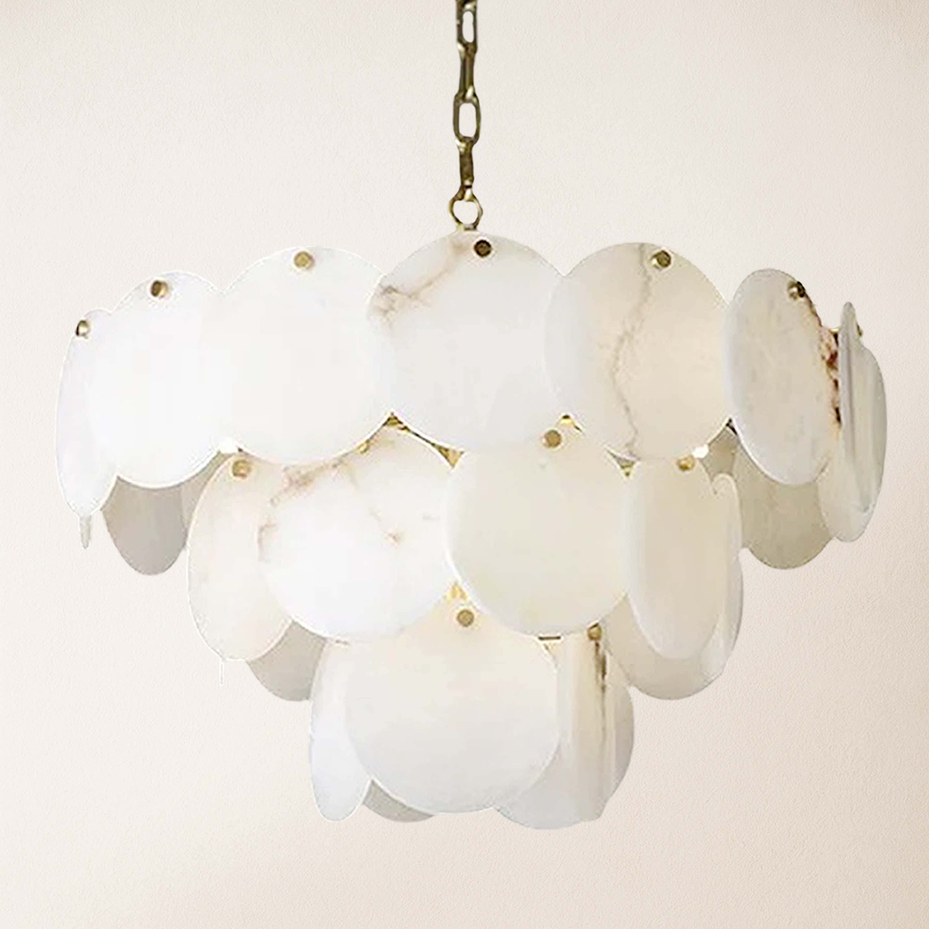 Egwent Alabaster Dish Magnolia Multi-Tiered Round Chandelier 23"D#Finish_Gold