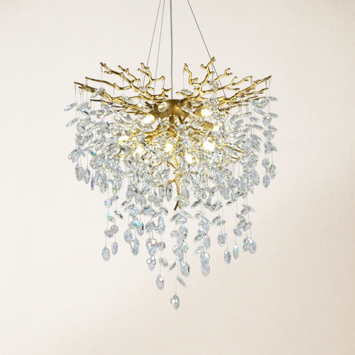 Frostleaf Crystal Grand Cascade Branches Chandelier 24"