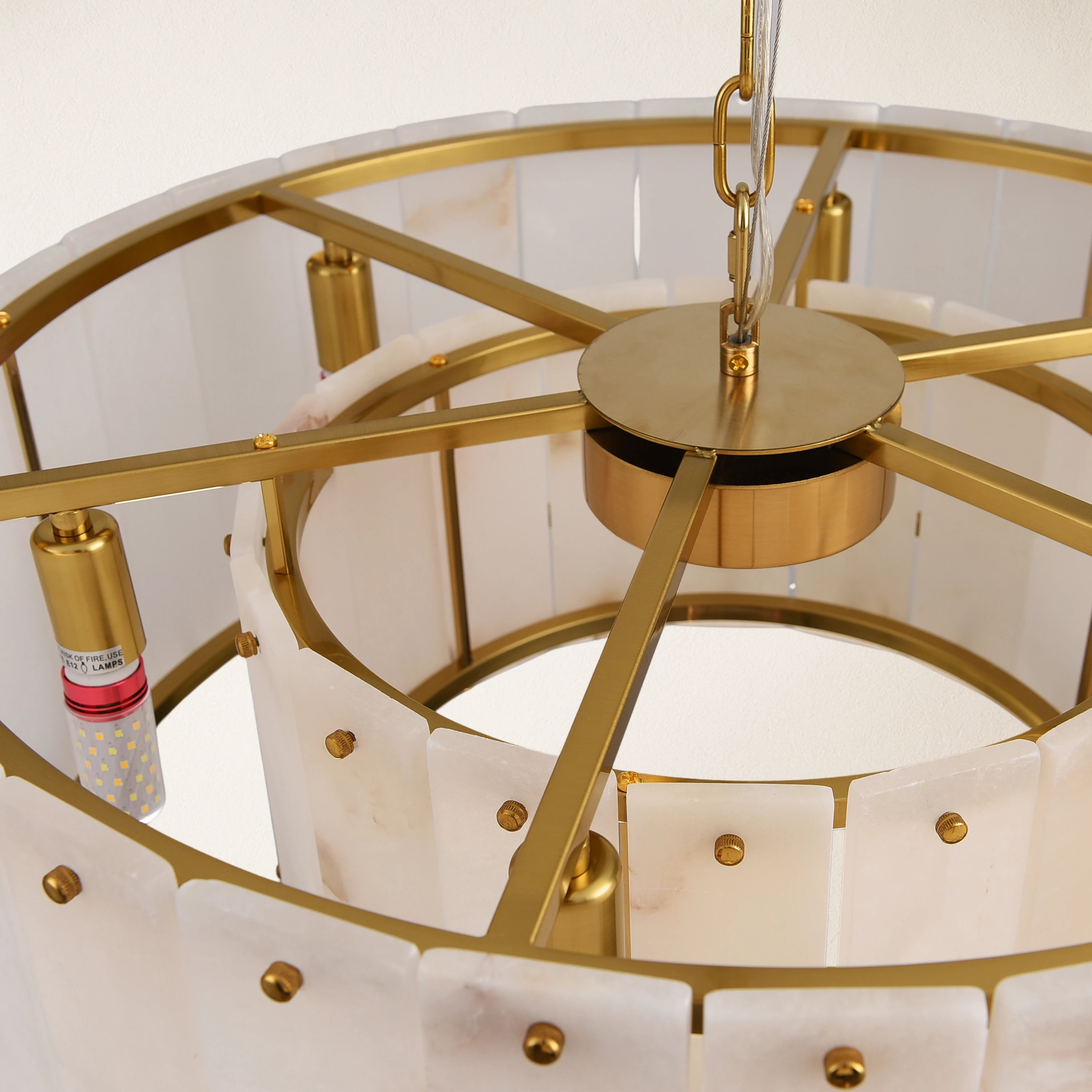 Nivislight Alabaster 2-Tier Round Chandelier 24"