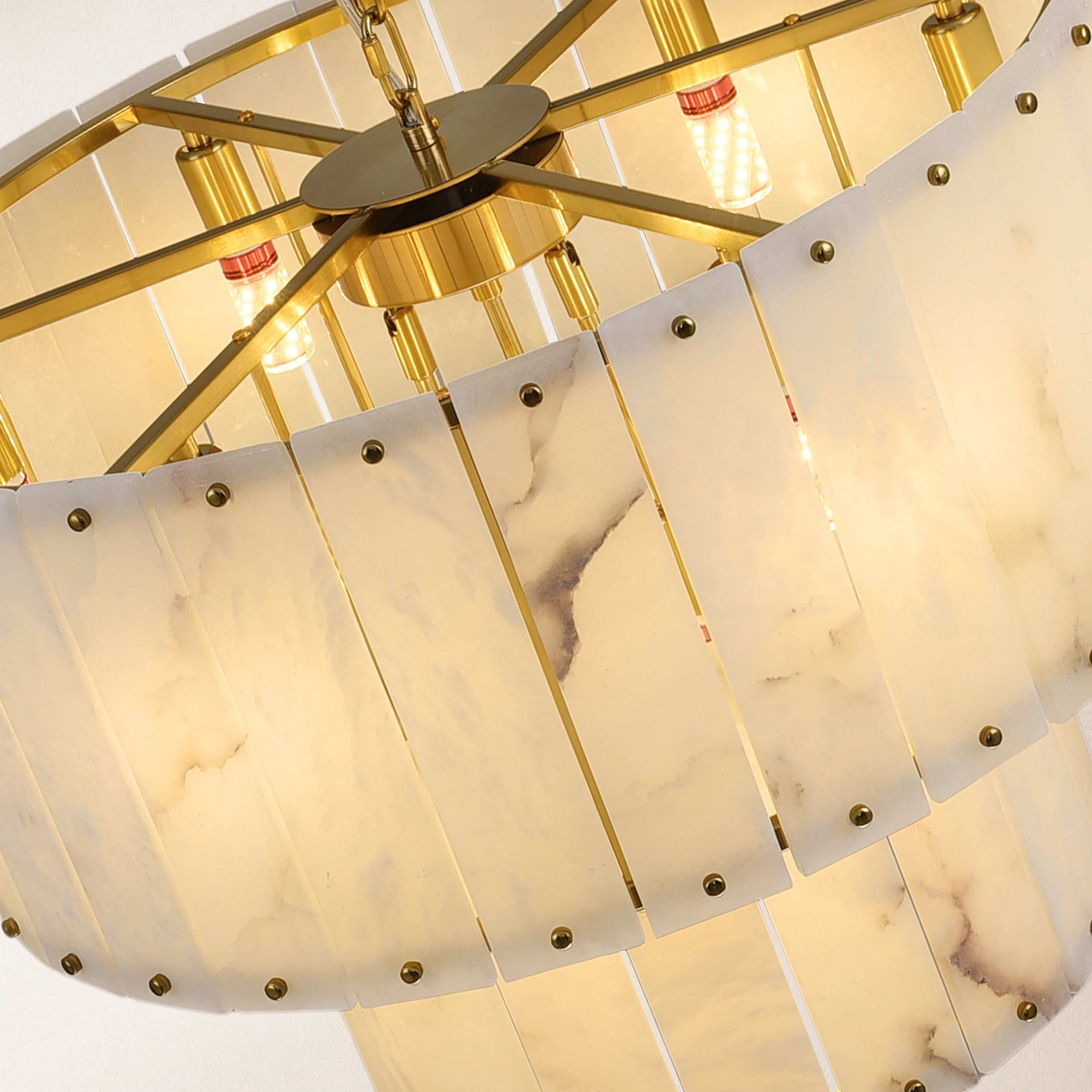 Nivislight Alabaster 2-Tier Round Chandelier 24"#Finish_Gold