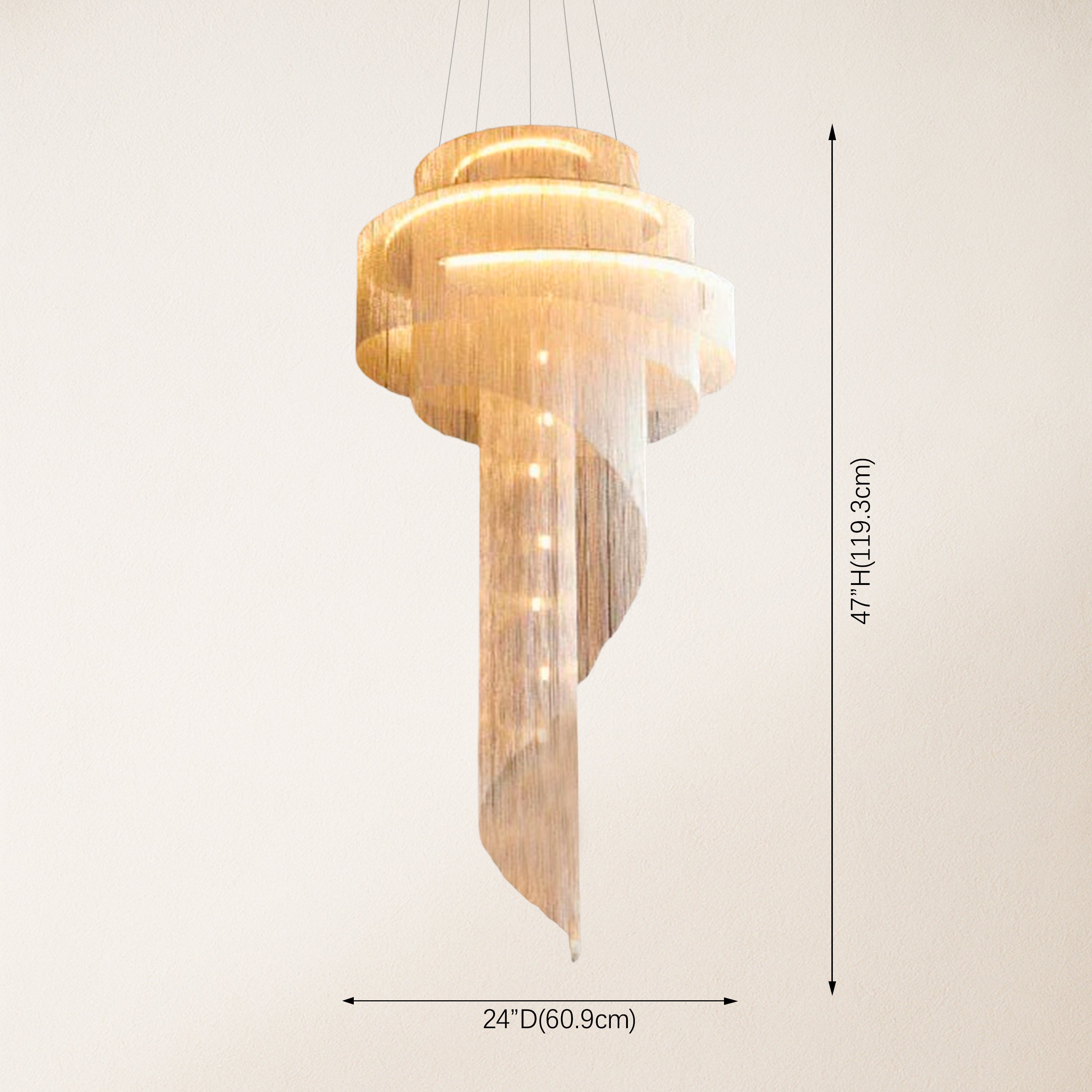 Teresa Cadena Metal Chain Tassel Entryway Chandelier 24"D