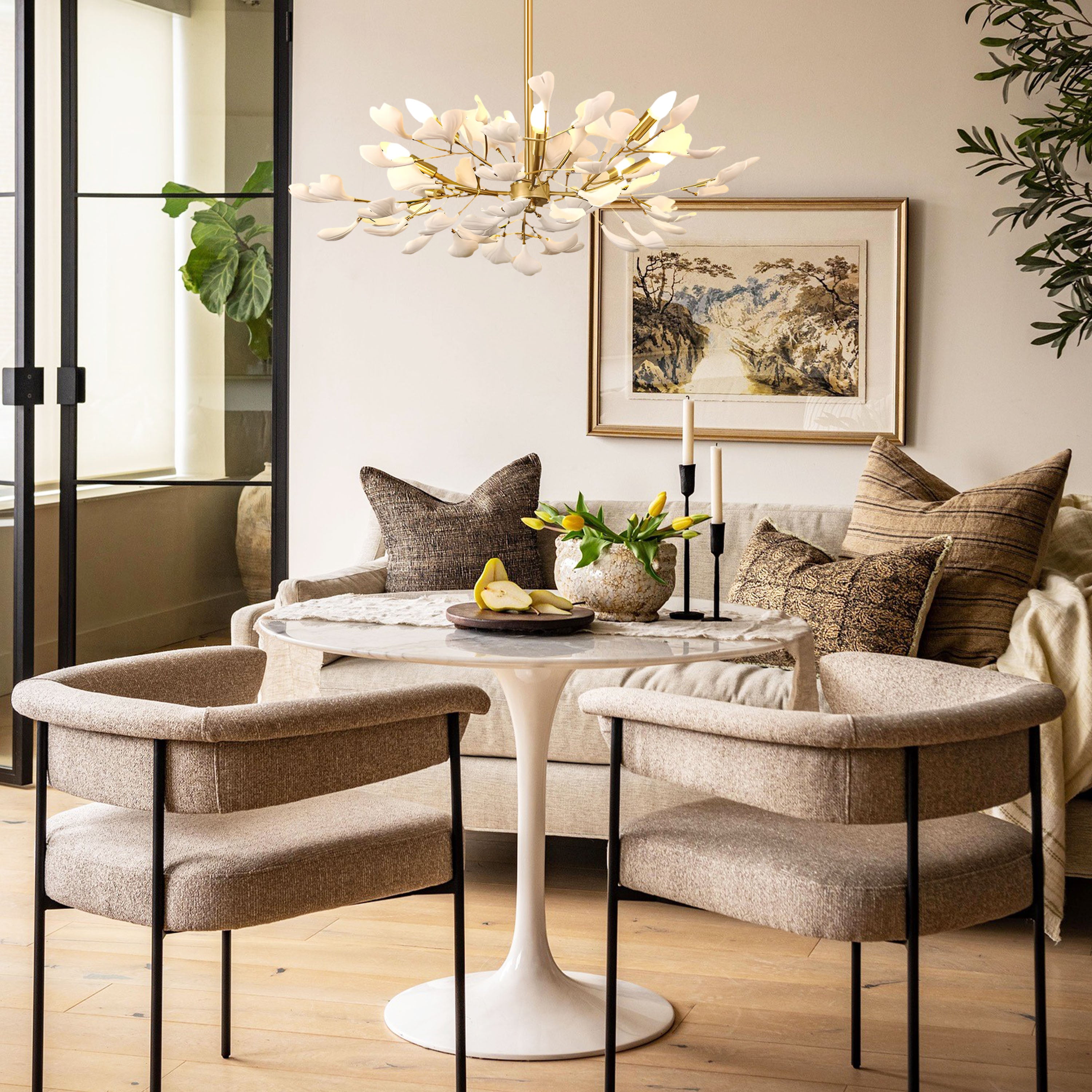 Twilight Branches Ceramic Ginkgo Chandelier 41.3"D