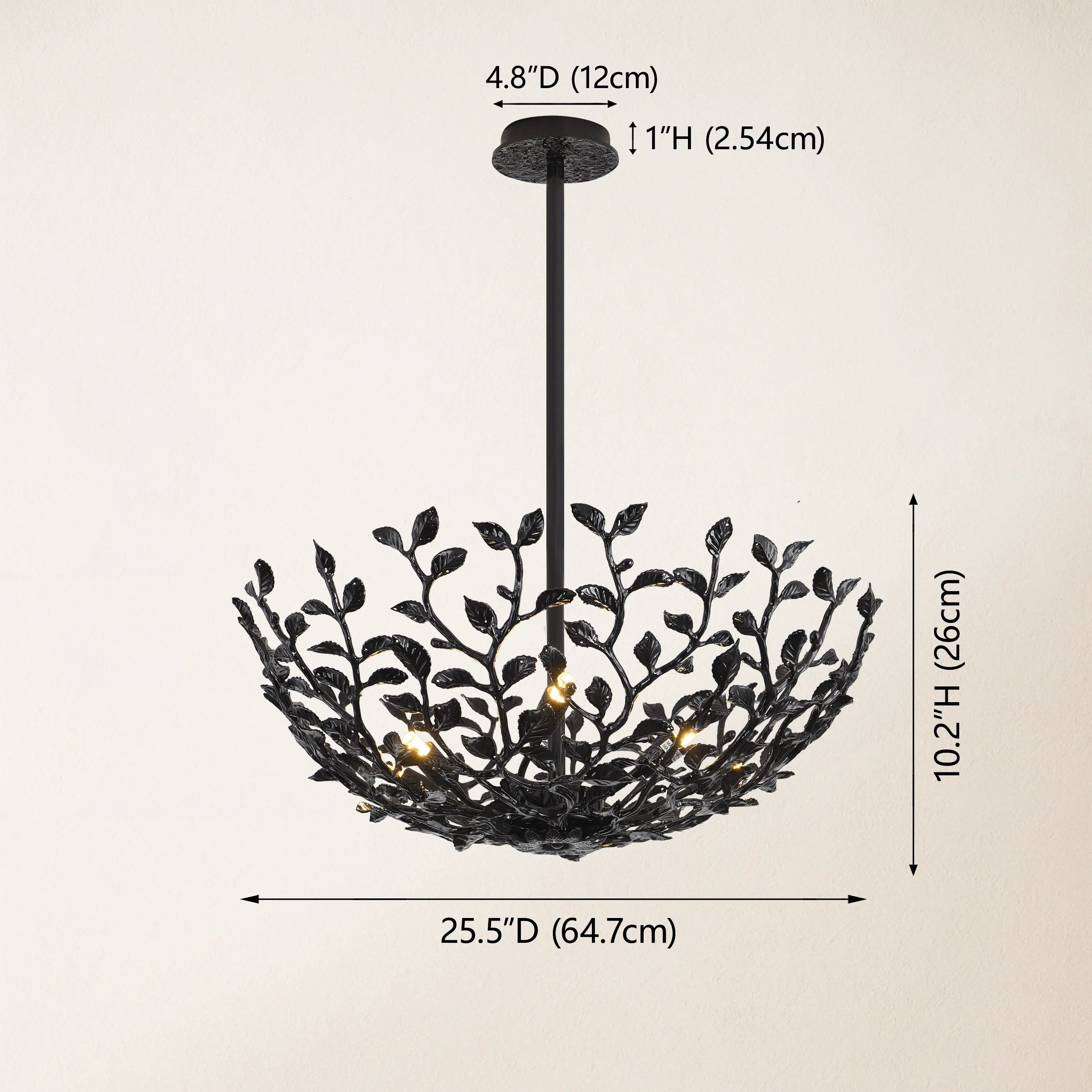 Elara Black Tree Branch Semi Flush Mount Chandelier 26"D