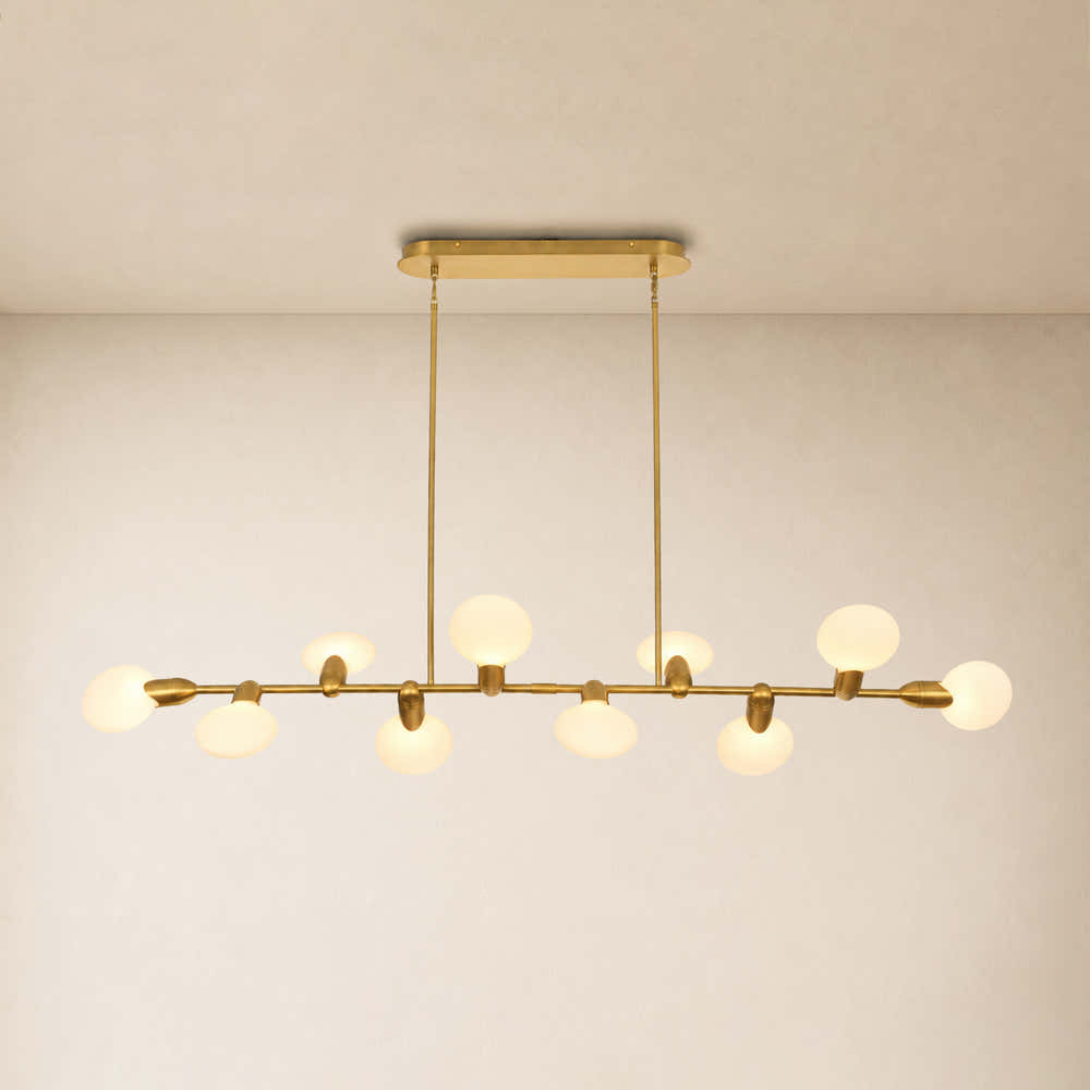Calantha Petal Glass Linear Chandelier 74"D#Finish_Gold