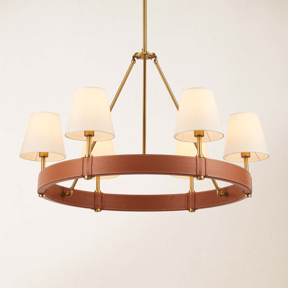 Corvella Leather Round Chandelier 34"D