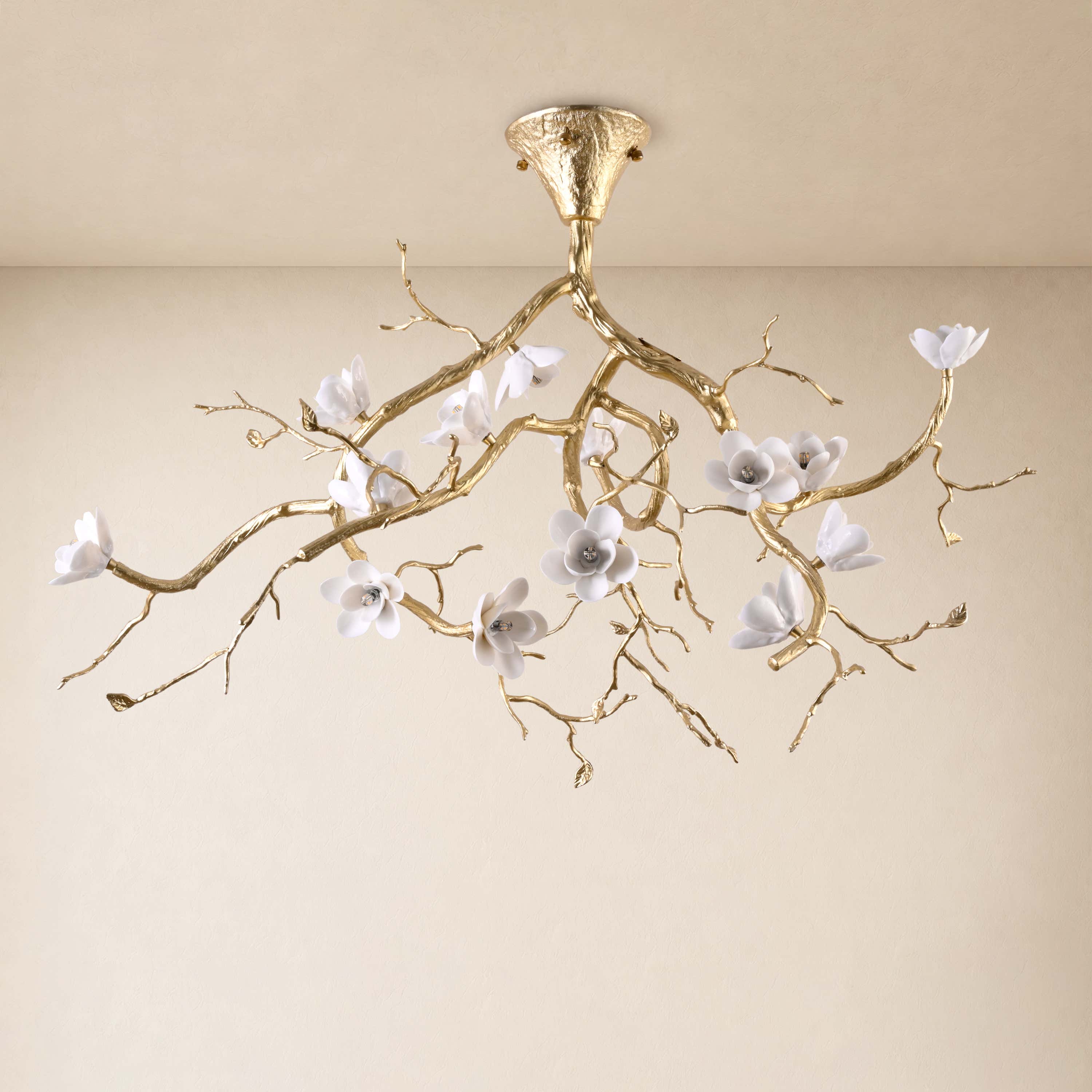 Floravine Ceramic Floral Branch Chandelier 47.2"W