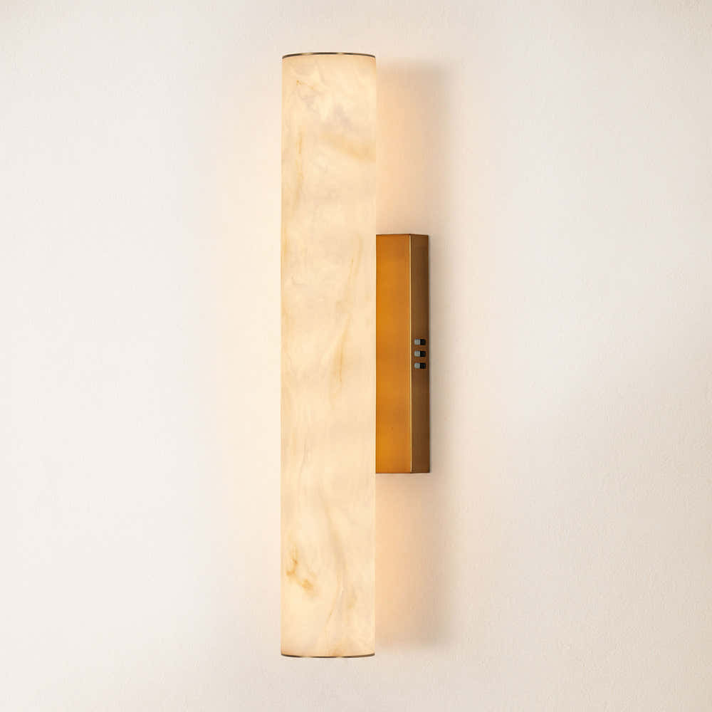 Sylvia Palladian Resin Alabaster Texture Wall Sconce 20"H