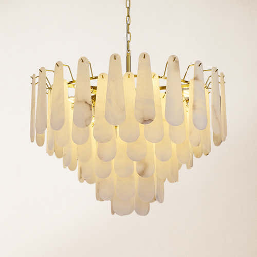 Caldera Alabaster Round Chandelier 32"#Finish_Gold