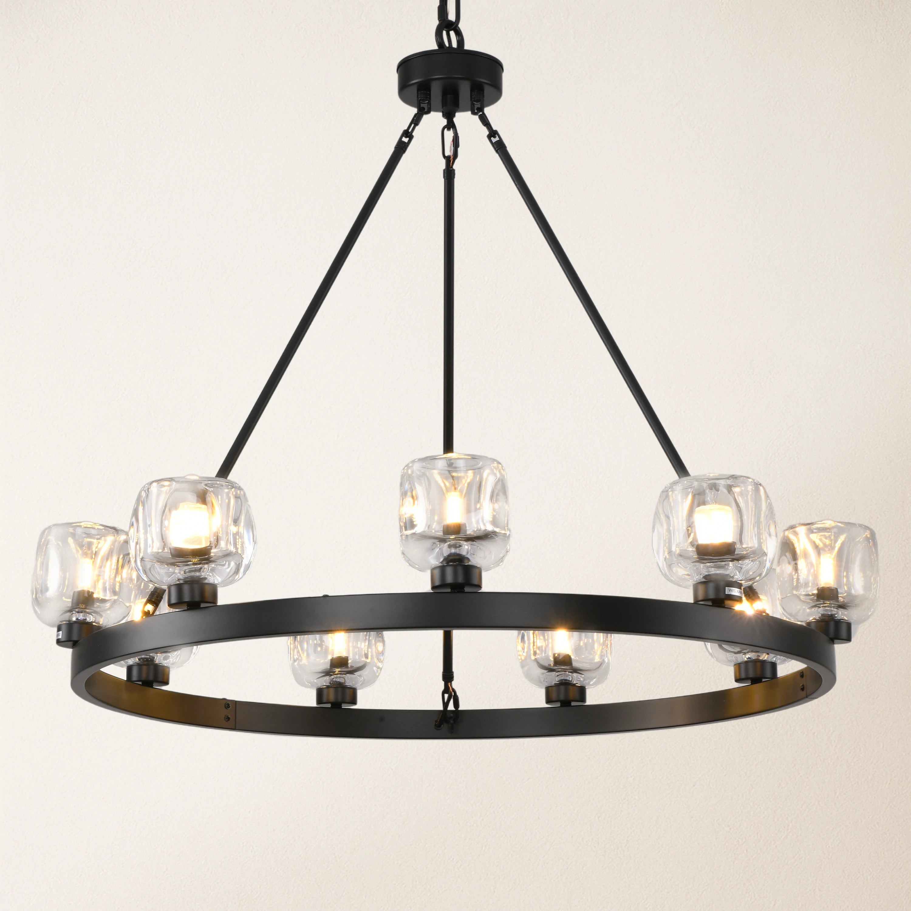 Vellum Round Chandelier 36"D#Finish_Black
