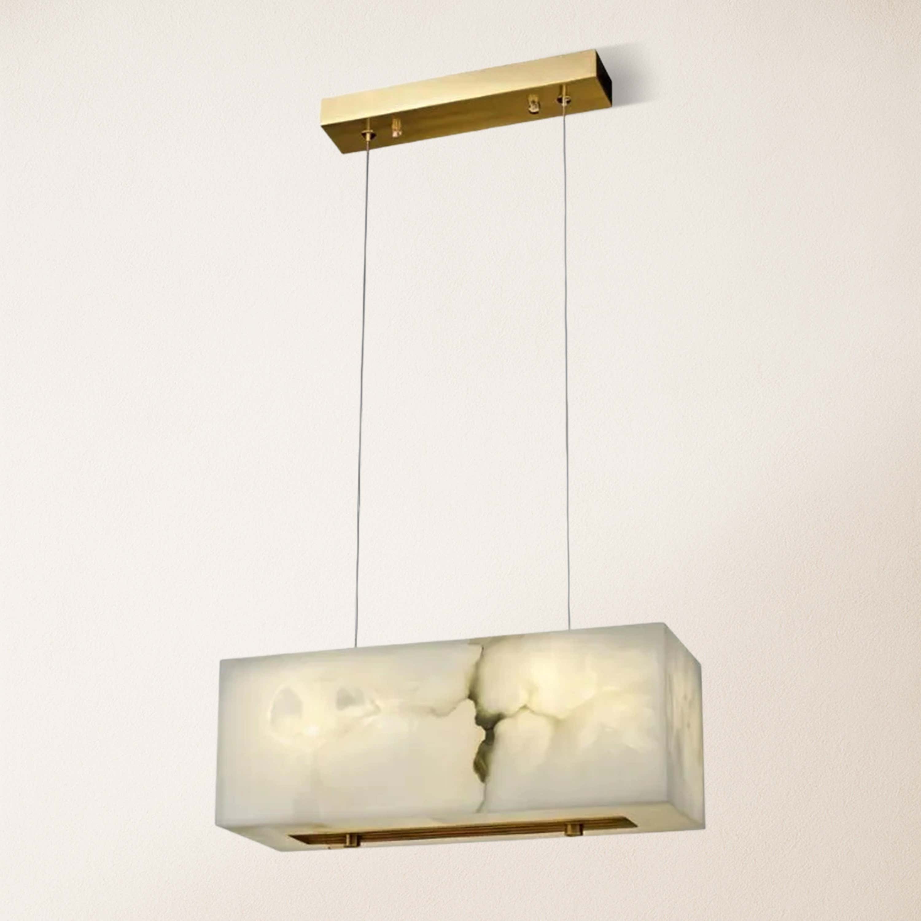 Dave Alabaster Cuboid Dining Room Chandelier 17.7"W#Finish_Gold