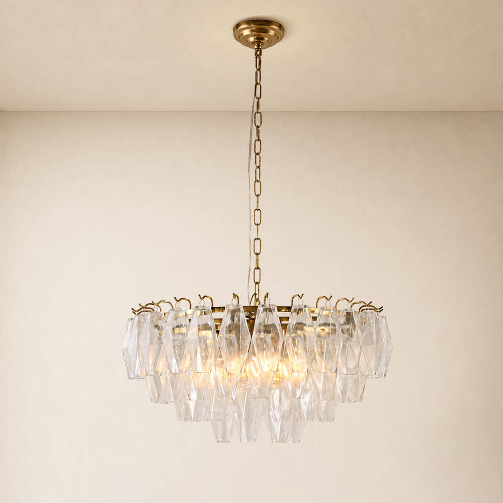 Celestial Drop Glass Round Chandelier 11.8"D