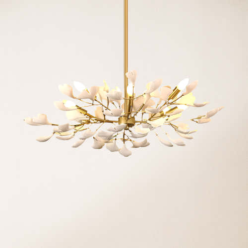Twilight Branches Ceramic Ginkgo Chandelier 41.3"D