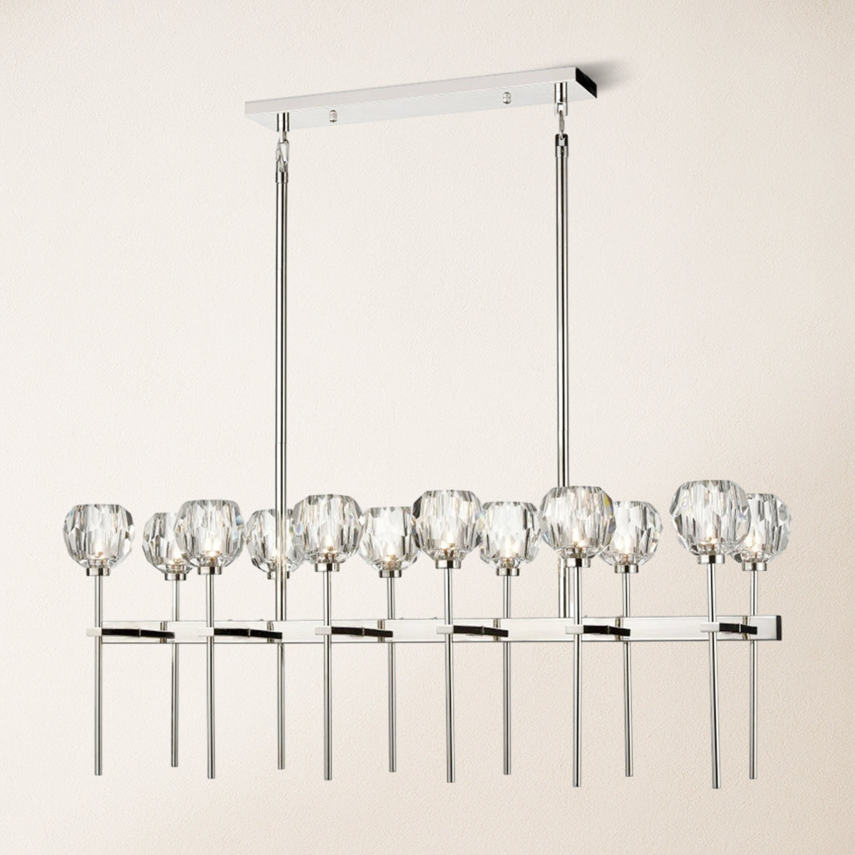 Parisian Crystal Double Linear Chandelier 48"L