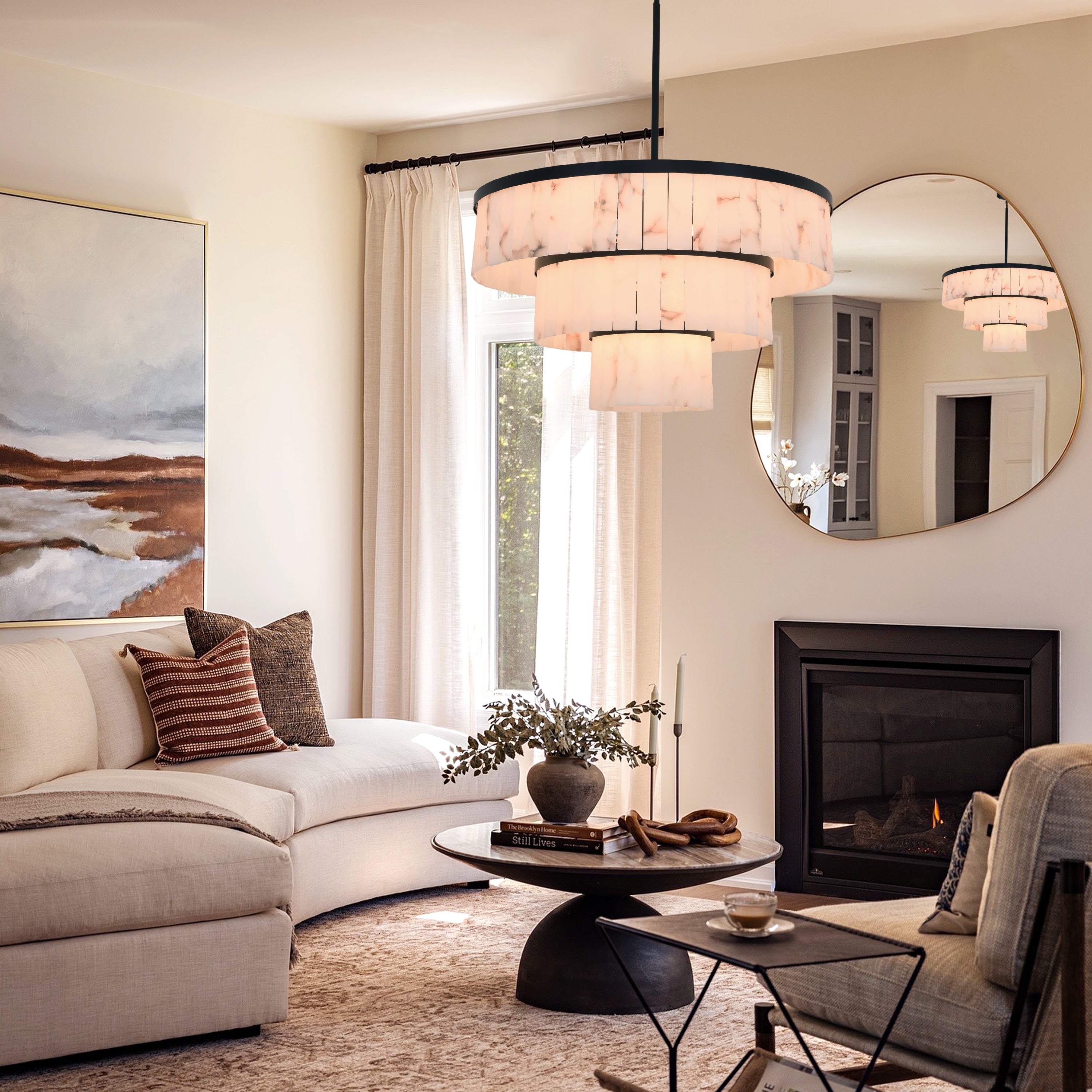 Solmare Alabaster Round Chandelier 34"