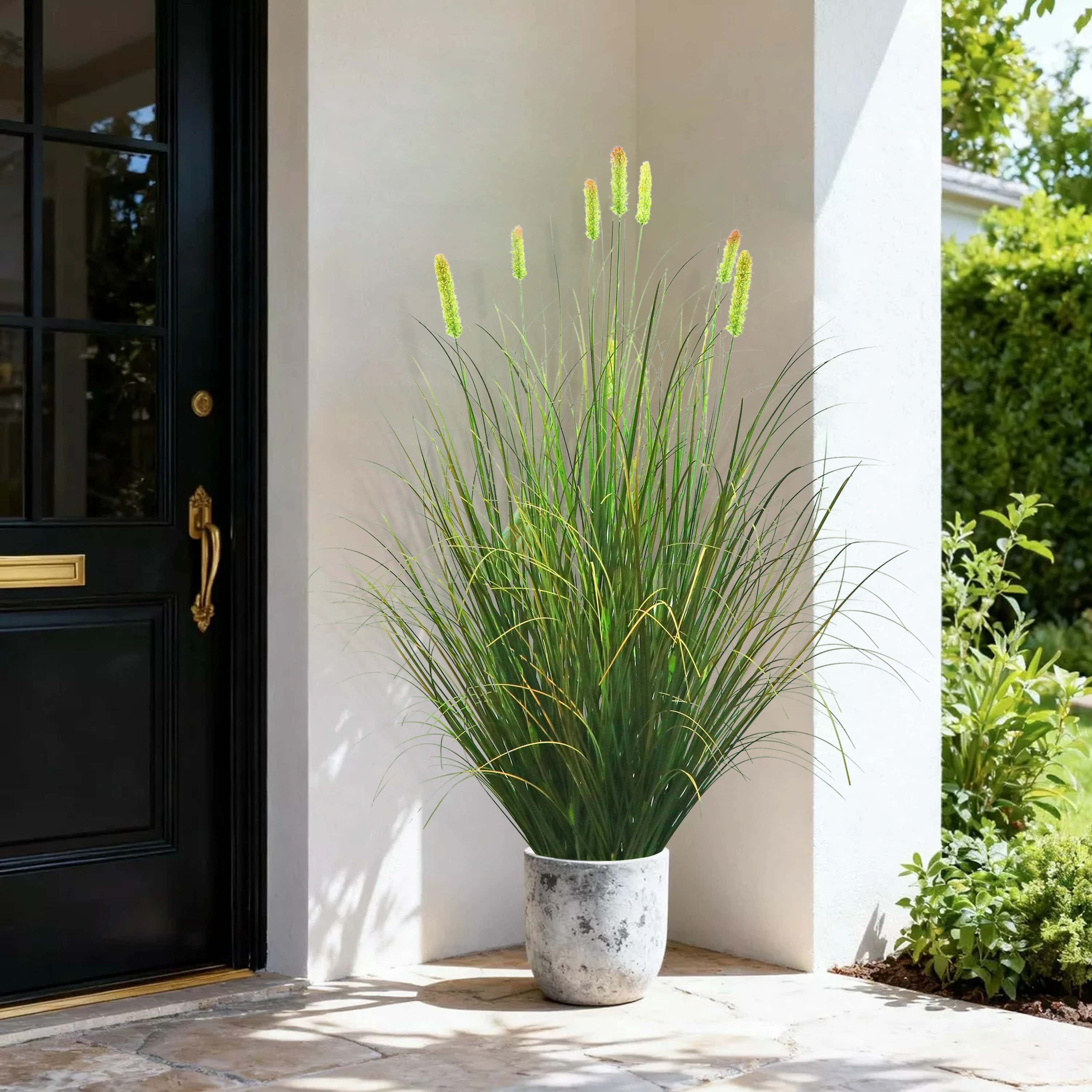 Artificial 8-Head Short Pine Grass with Curved Onion Grass Bonsai 110cm H