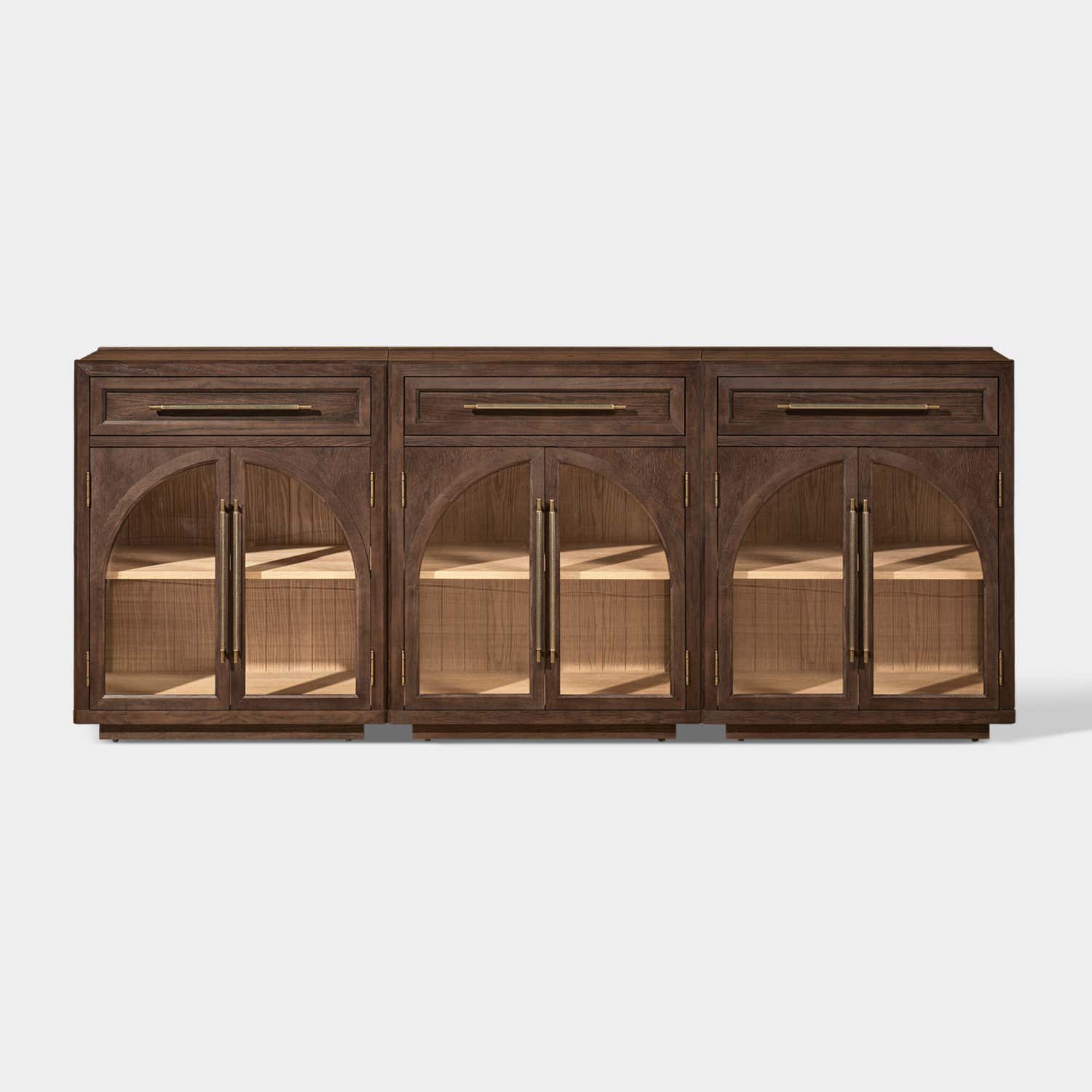Alvar Arched 94.5" Oak Sideboard with Drawers(Set of 3)